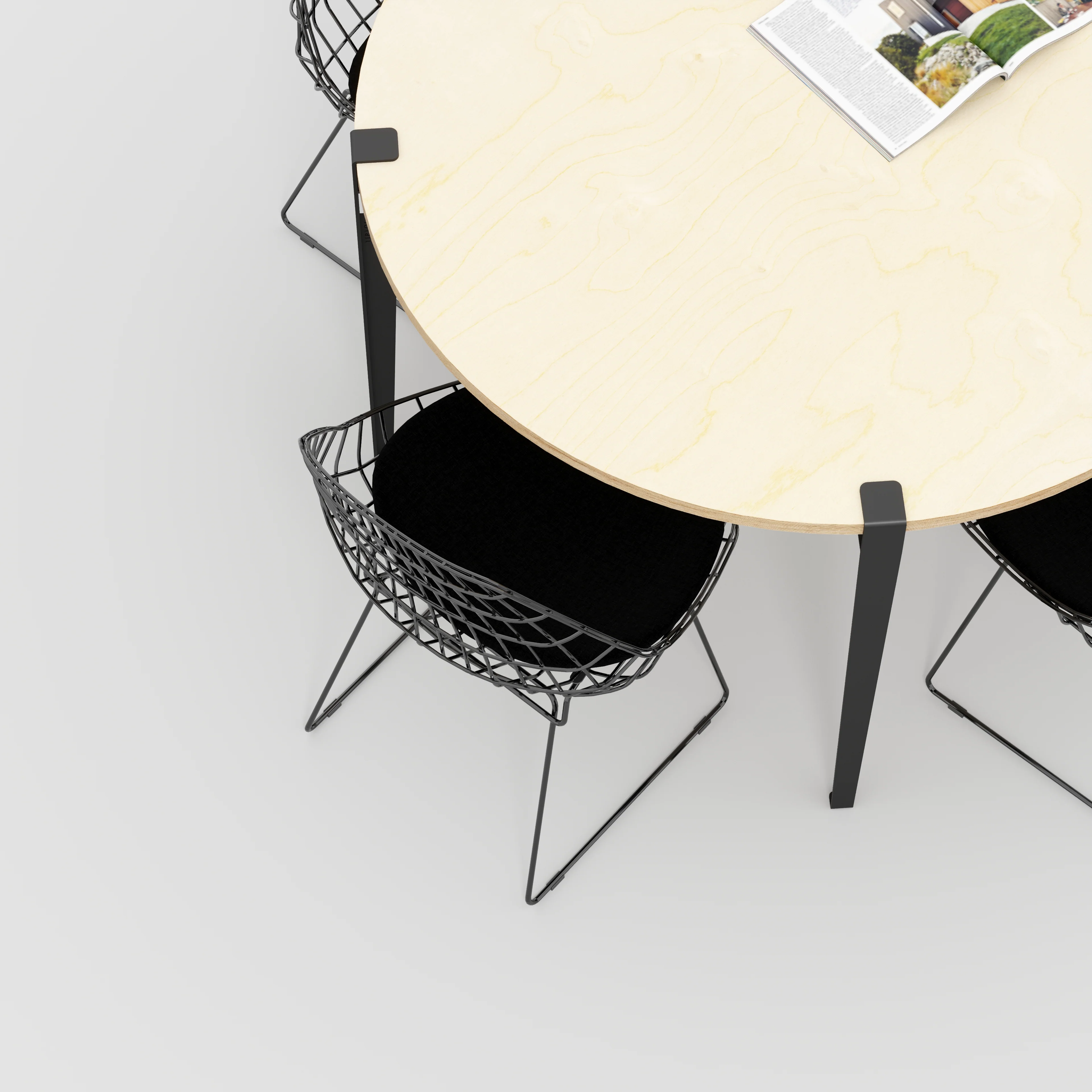 Plywood Round Table with Black Tiptoe Legs - Plywood Birch - 1200(dia) x 750(h) - Image 3