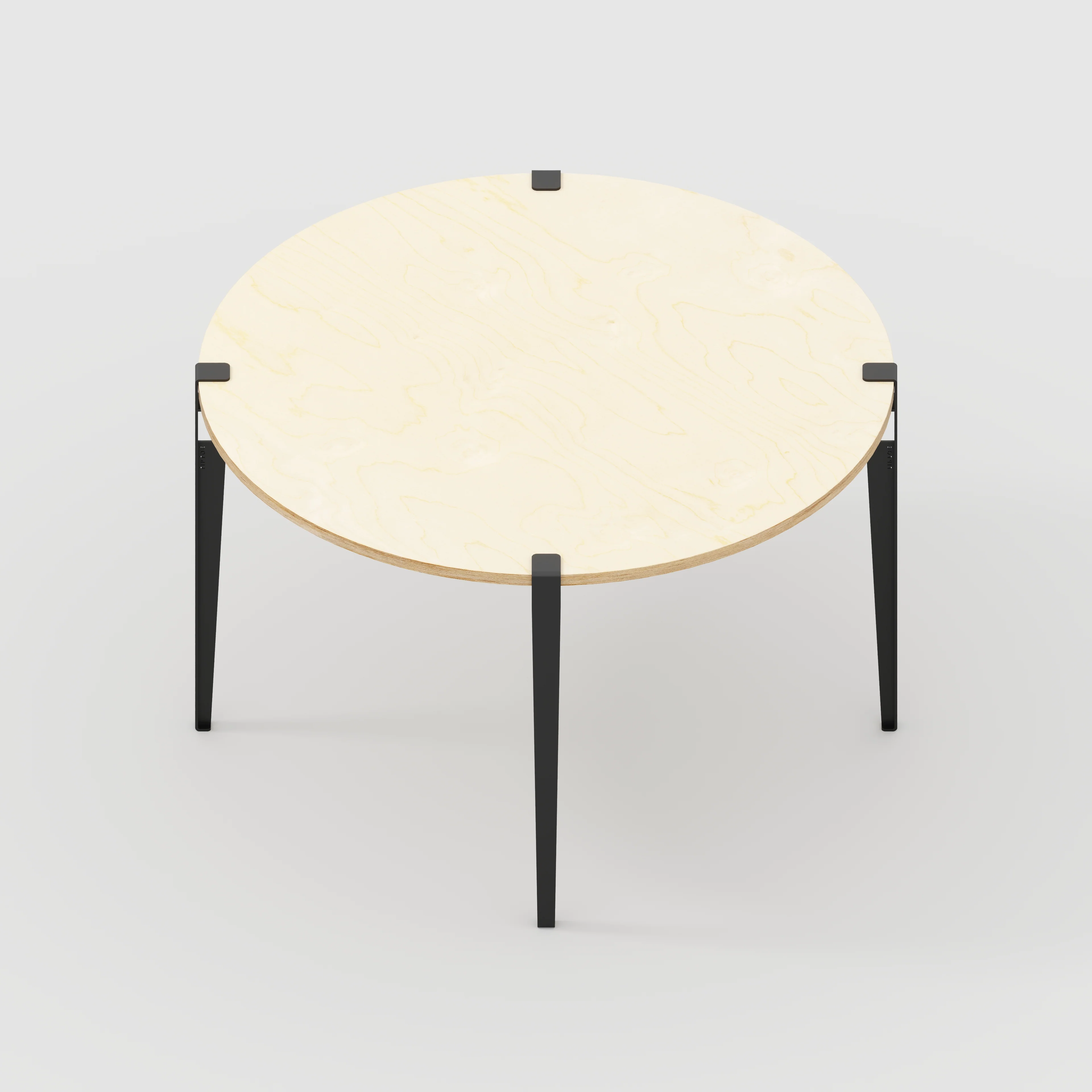Plywood Round Table with Black Tiptoe Legs - Plywood Birch - 1200(dia) x 750(h) - Image 5