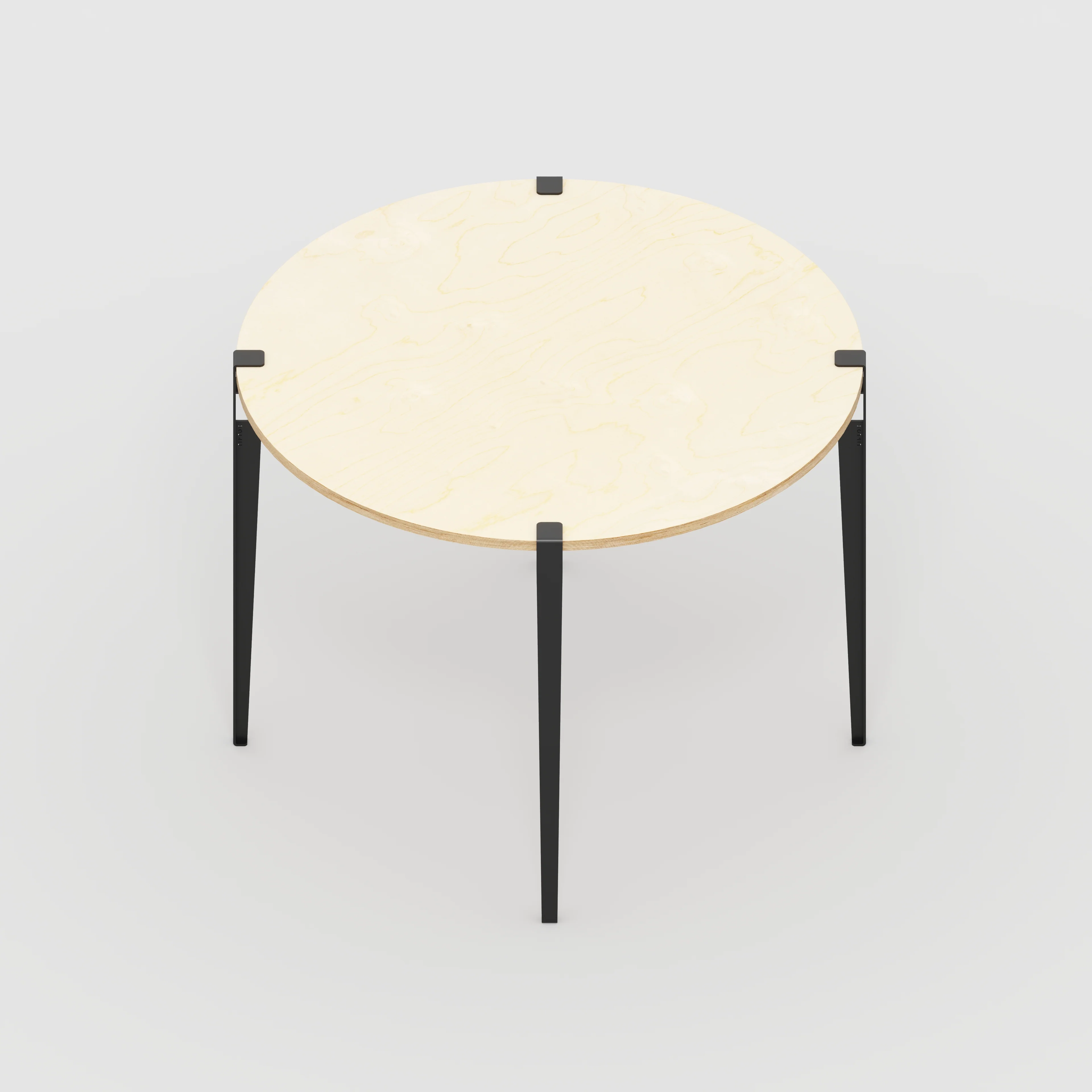 Plywood Round Table with Black Tiptoe Legs - Plywood Birch - 1200(dia) x 900(h) - Image 4