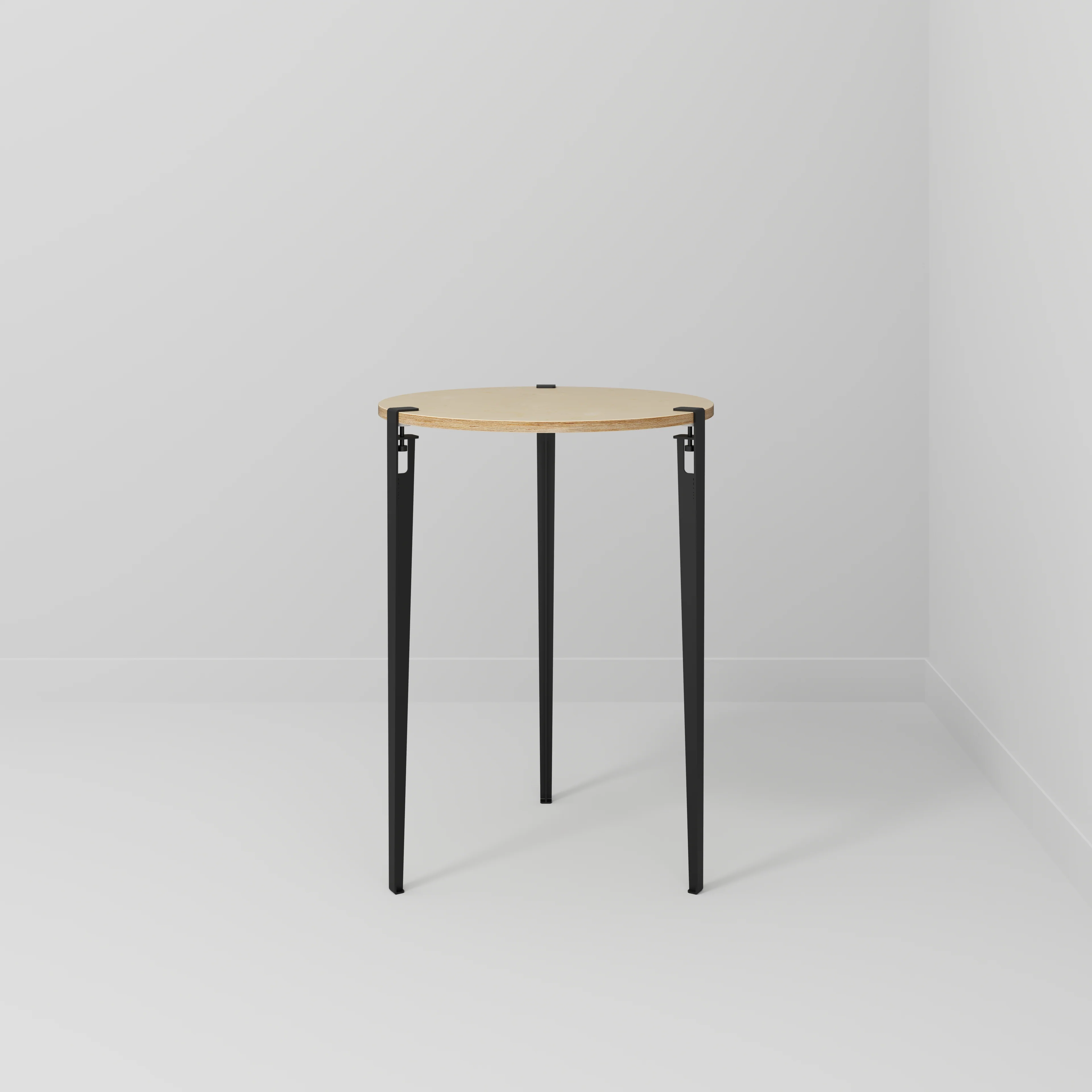 Plywood Round Table with Black Tiptoe Legs - Plywood Birch - 800(dia) x 1100(h) - Image 2