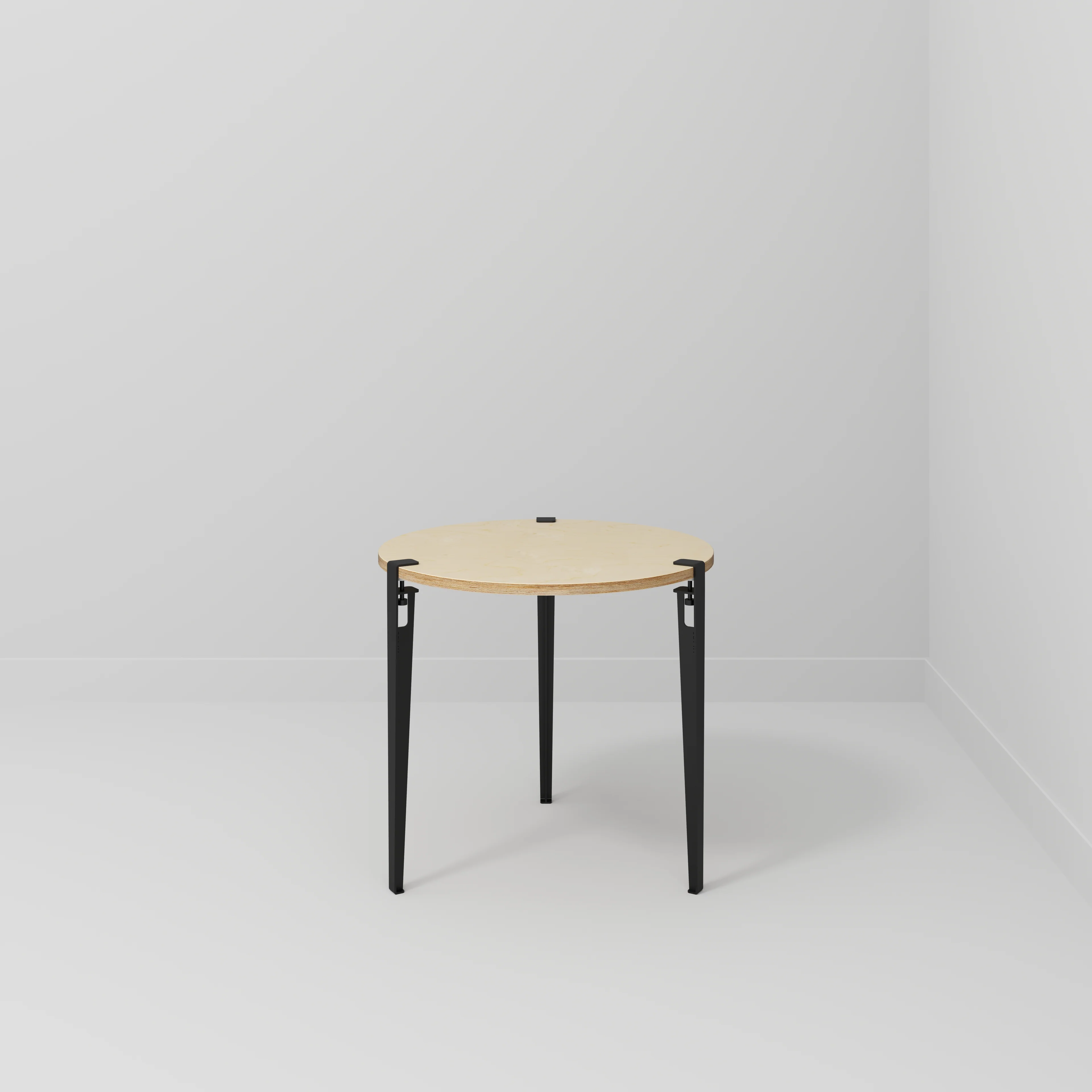Plywood Round Table with Black Tiptoe Legs - Plywood Birch - 800(dia) x 750(h) - Image 2