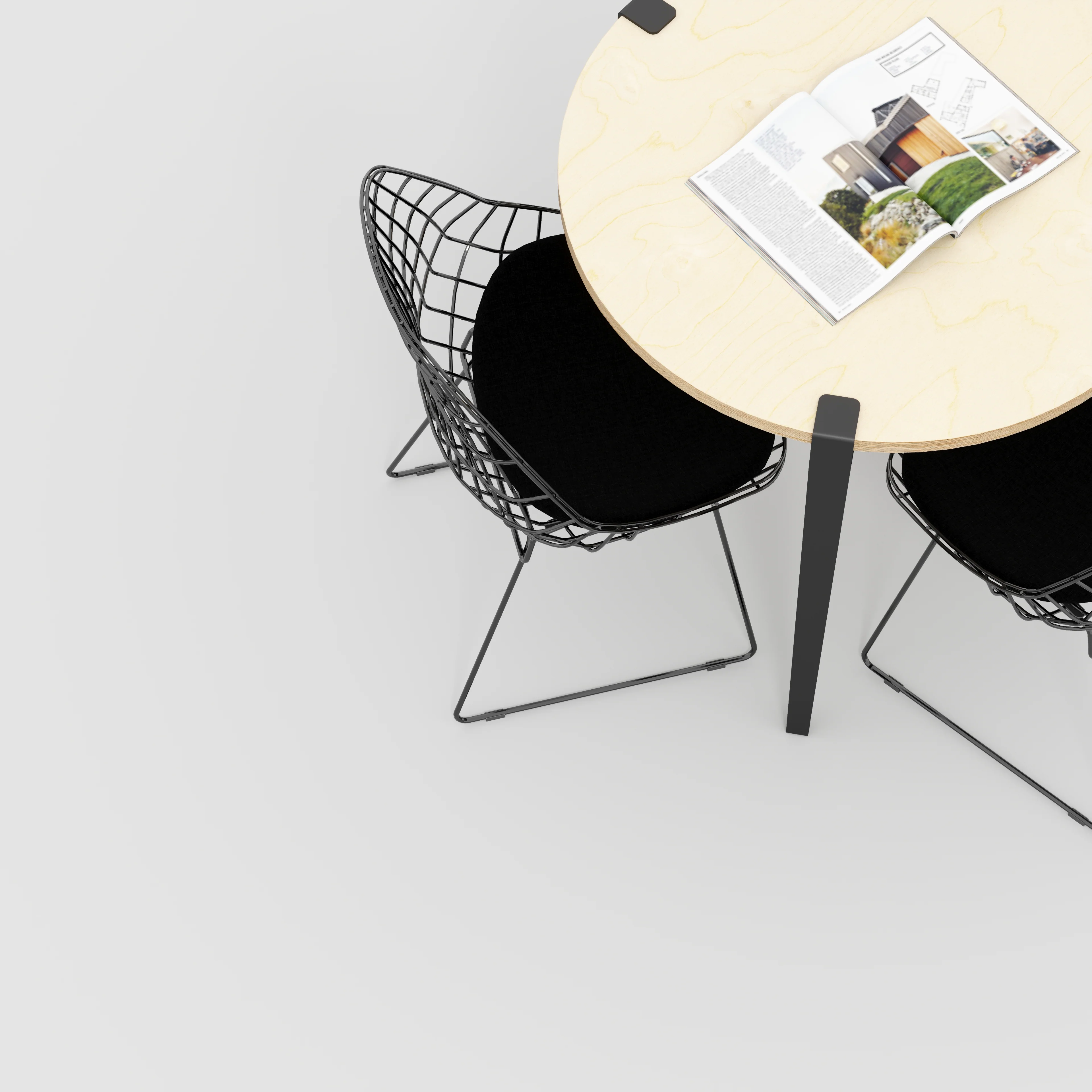 Plywood Round Table with Black Tiptoe Legs - Plywood Birch - 800(dia) x 750(h) - Image 3