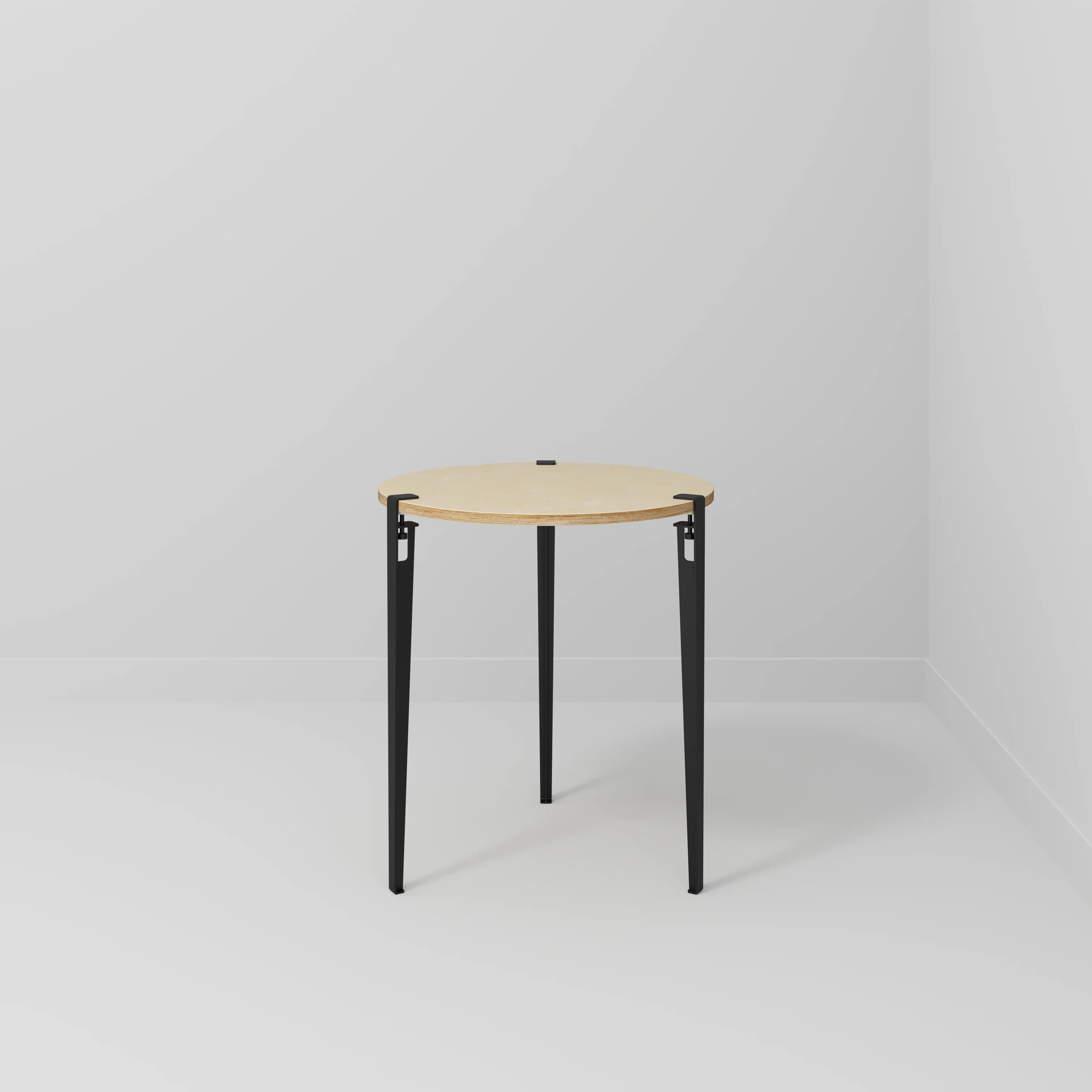 Plywood Round Table with Black Tiptoe Legs - Plywood Birch - 800(dia) x 900(h) - Image 2