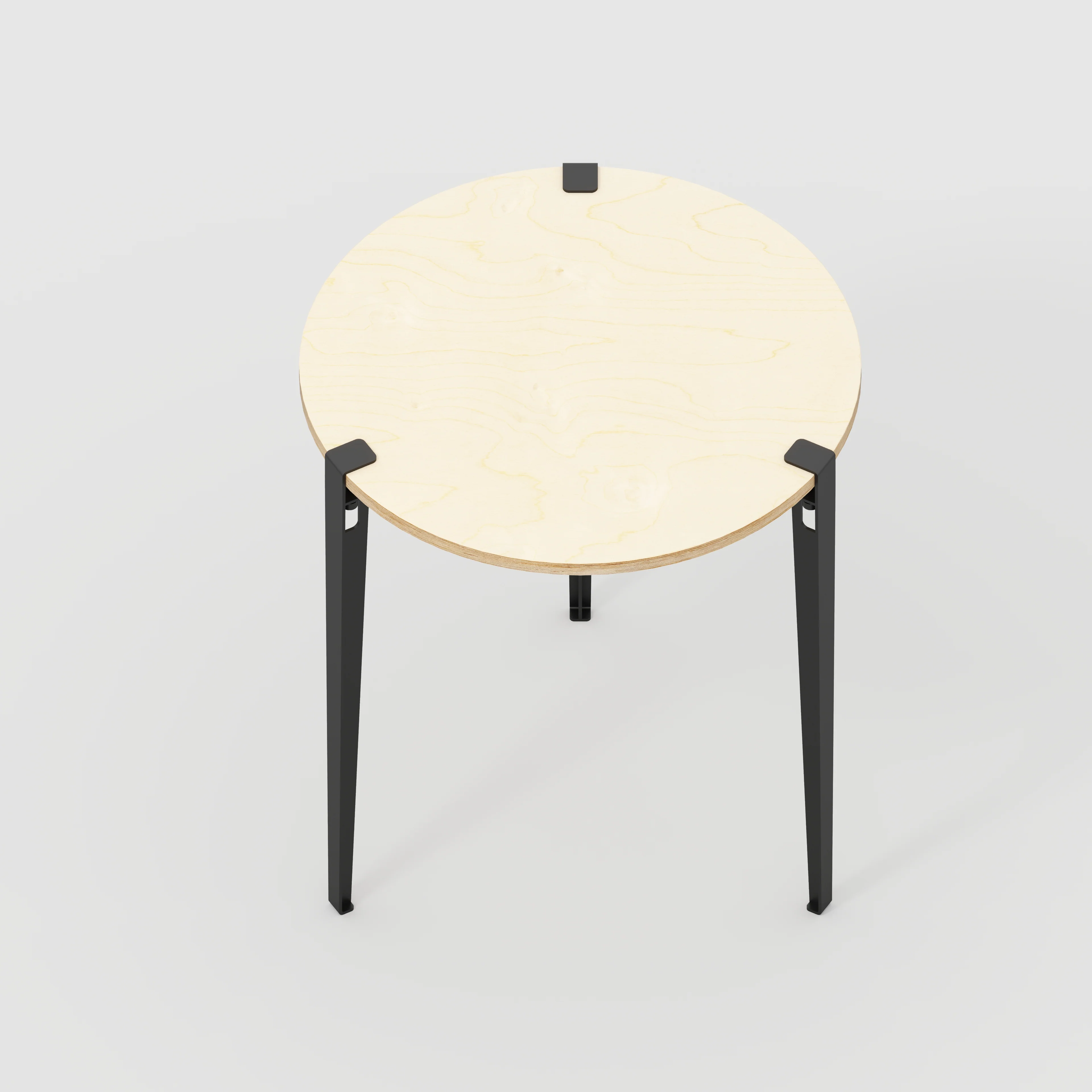 Plywood Round Table with Black Tiptoe Legs - Plywood Birch - 800(dia) x 900(h) - Image 5