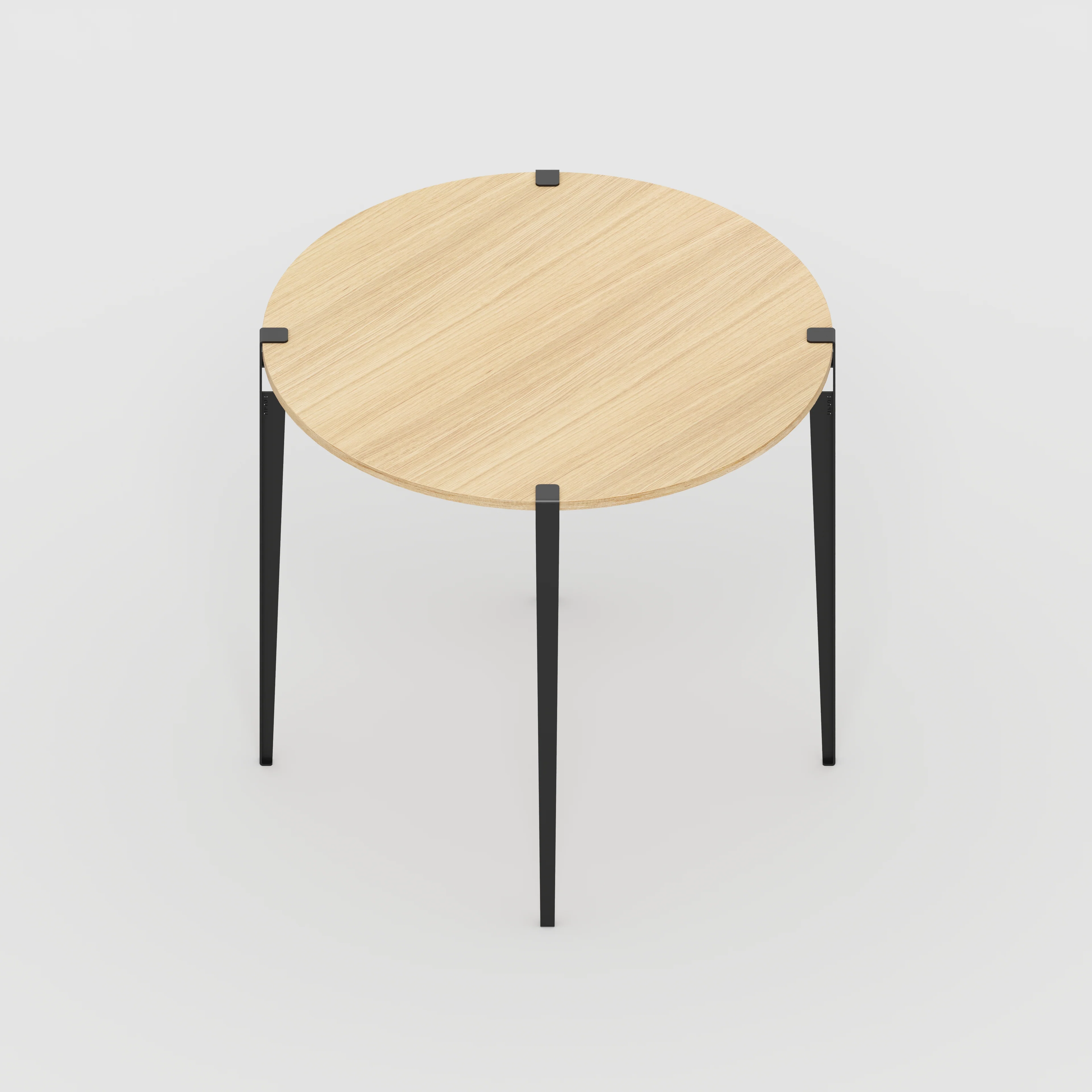 Plywood Round Table with Black Tiptoe Legs - Plywood Oak - 1200(dia) x 1100(h) - Image 5