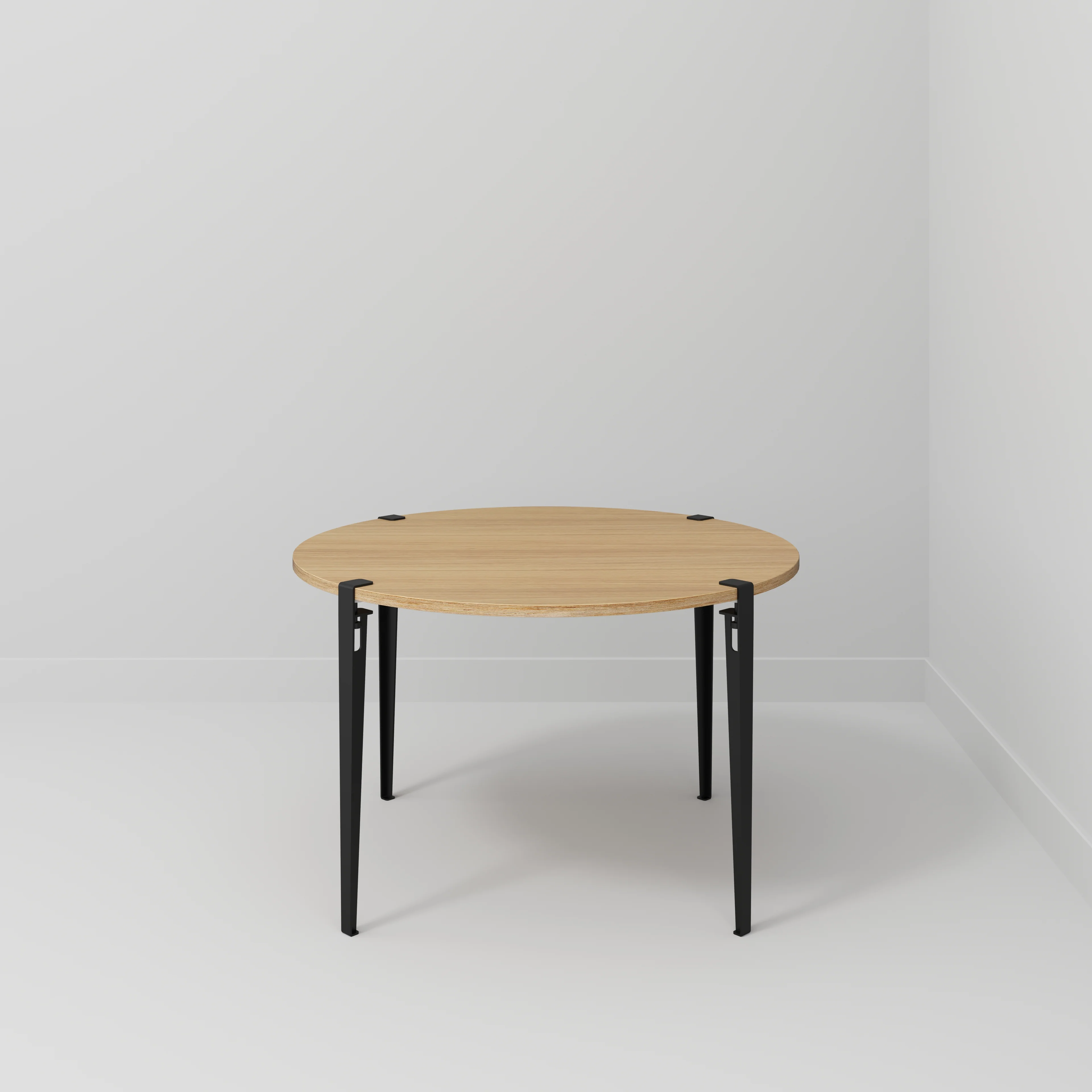 Plywood Round Table with Black Tiptoe Legs - Plywood Oak - 1200(dia) x 750(h) - Image 2