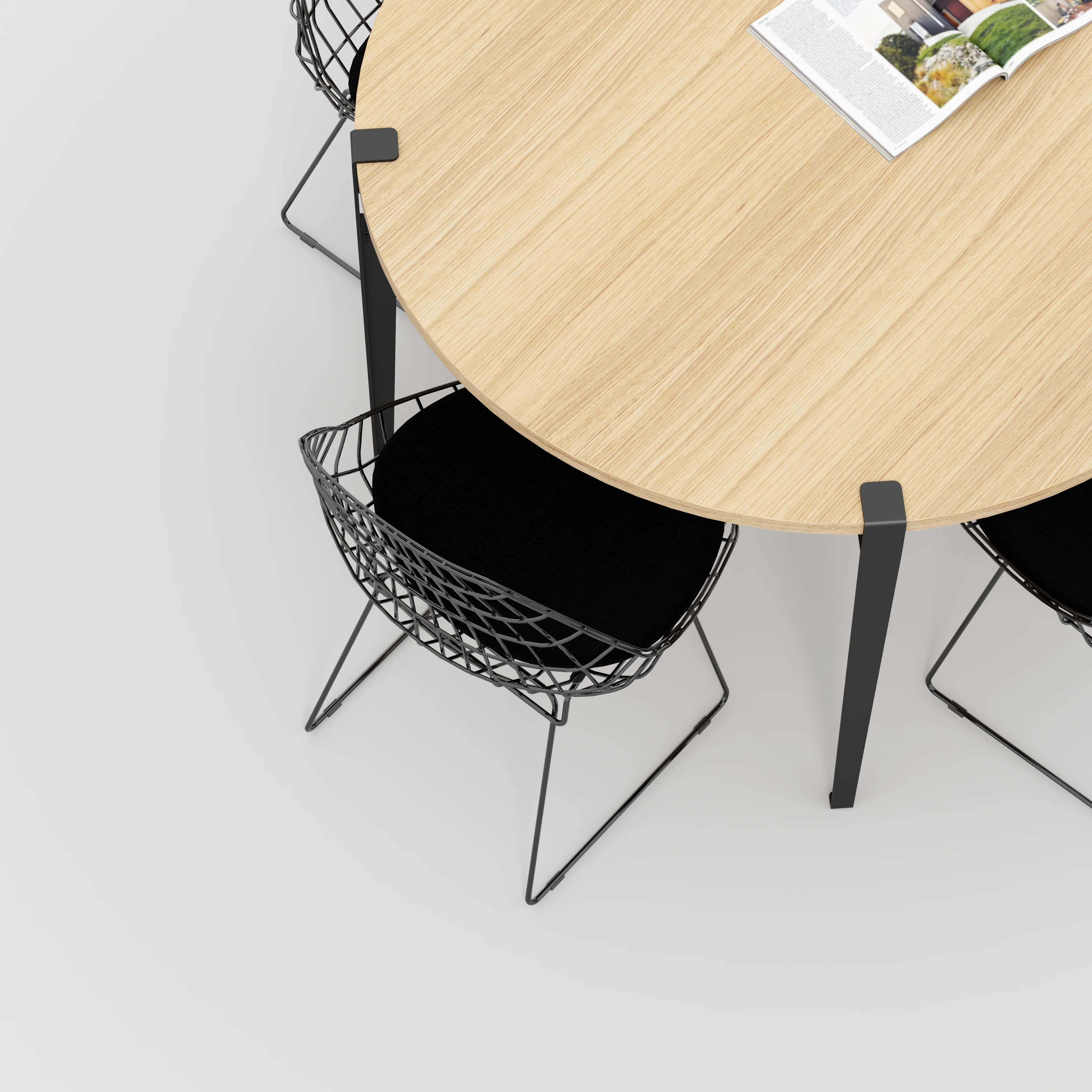 Plywood Round Table with Black Tiptoe Legs - Plywood Oak - 1200(dia) x 750(h) - Image 3
