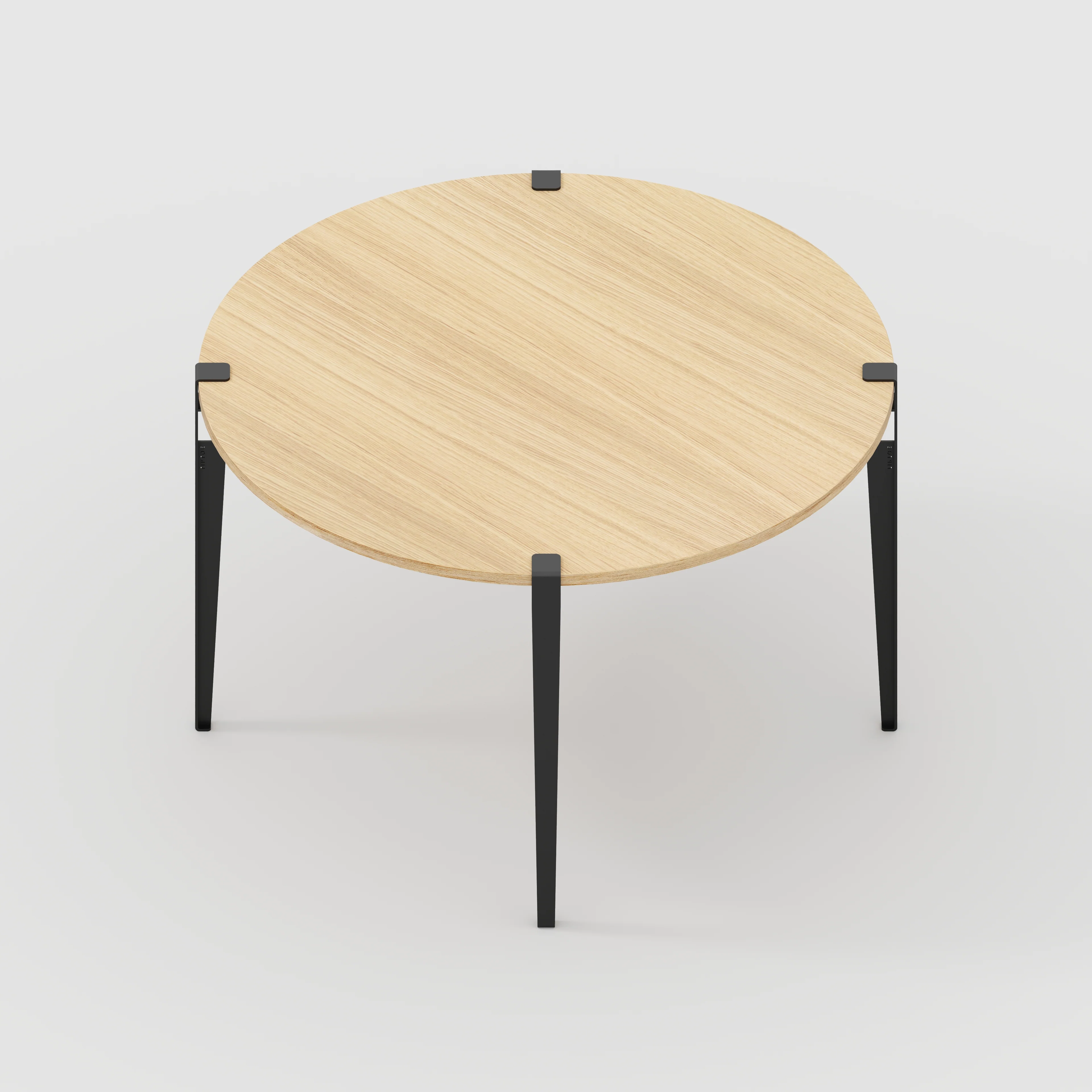 Plywood Round Table with Black Tiptoe Legs - Plywood Oak - 1200(dia) x 750(h) - Image 5