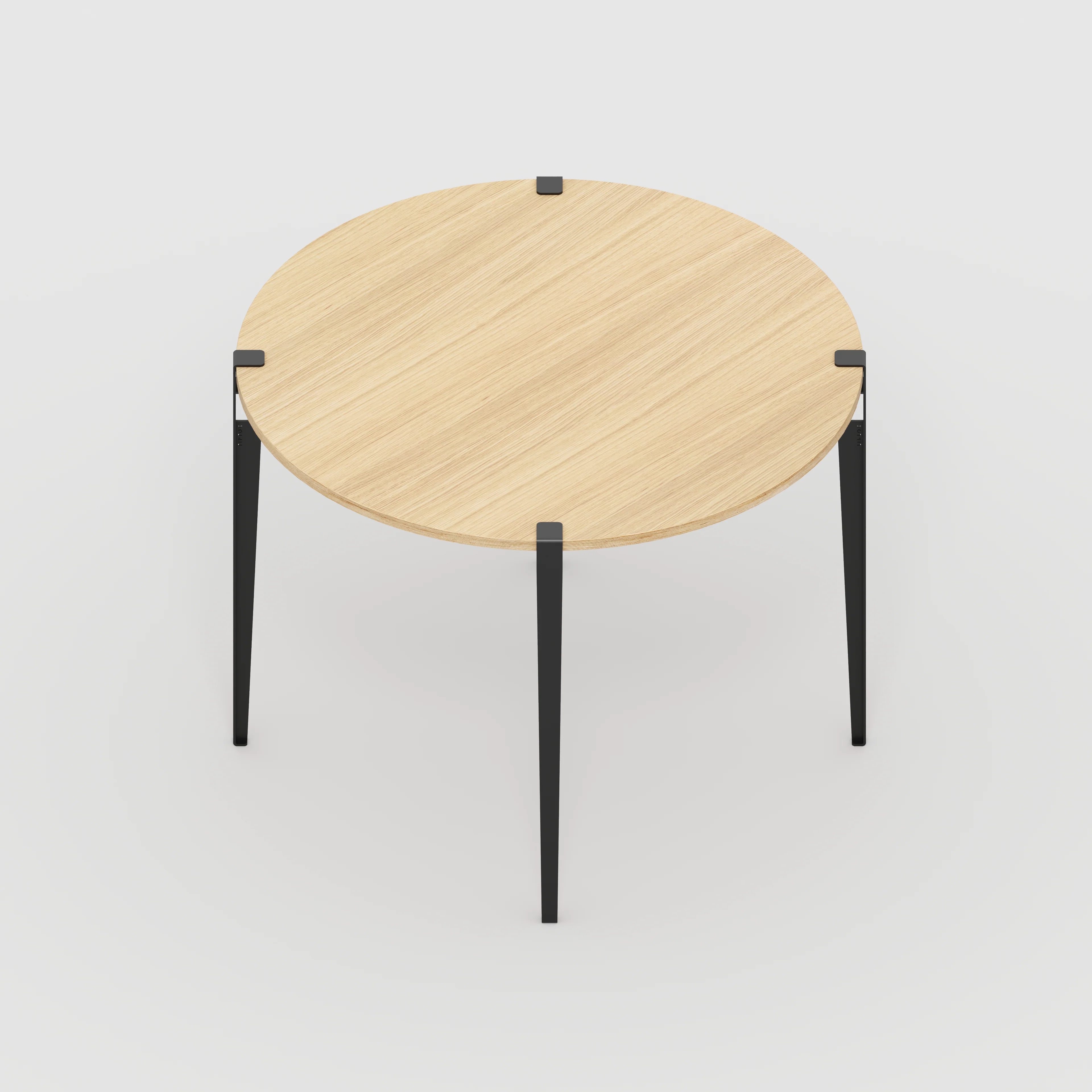 Plywood Round Table with Black Tiptoe Legs - Plywood Oak - 1200(dia) x 900(h) - Image 5