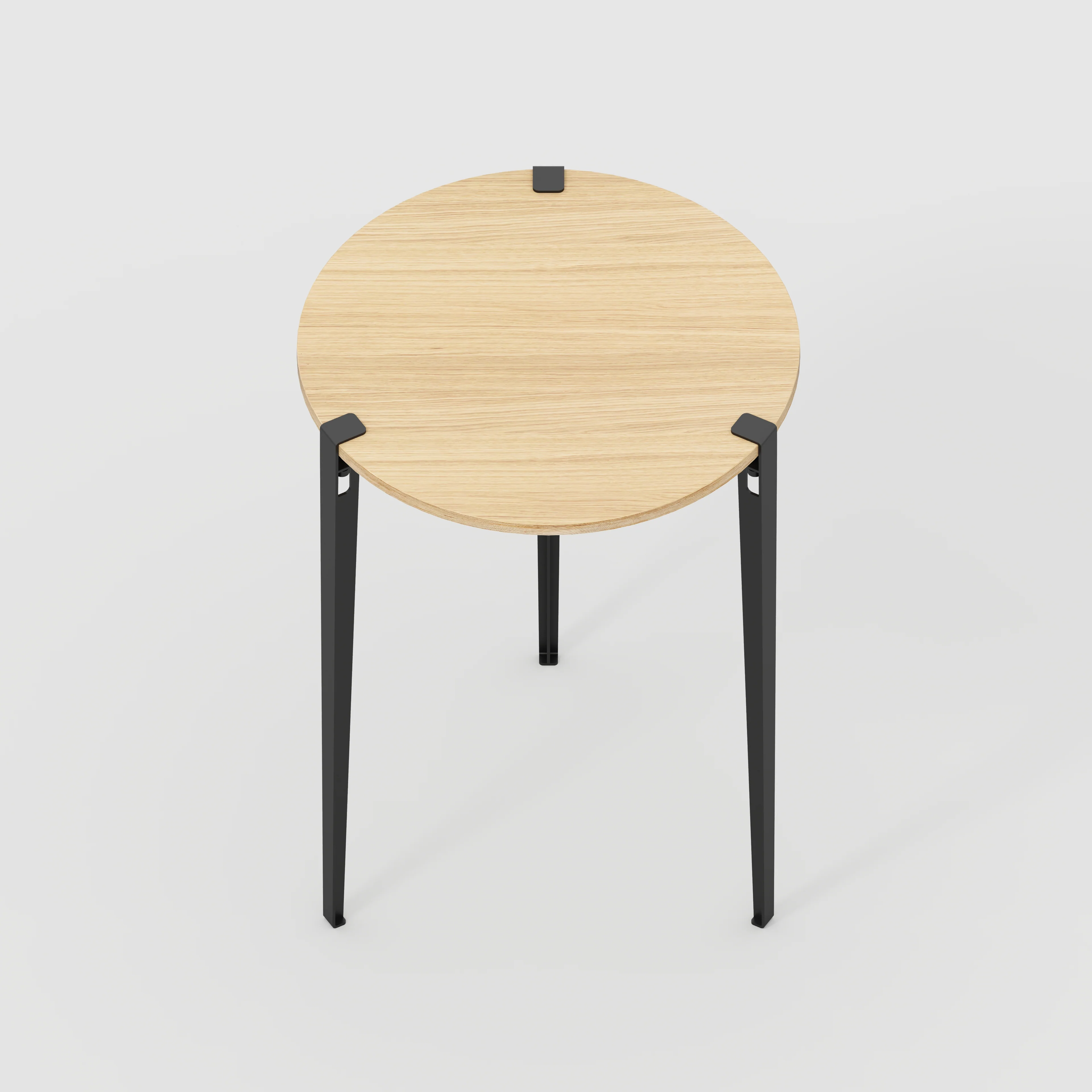 Plywood Round Table with Black Tiptoe Legs - Plywood Oak - 800(dia) x 1100(h) - Image 5