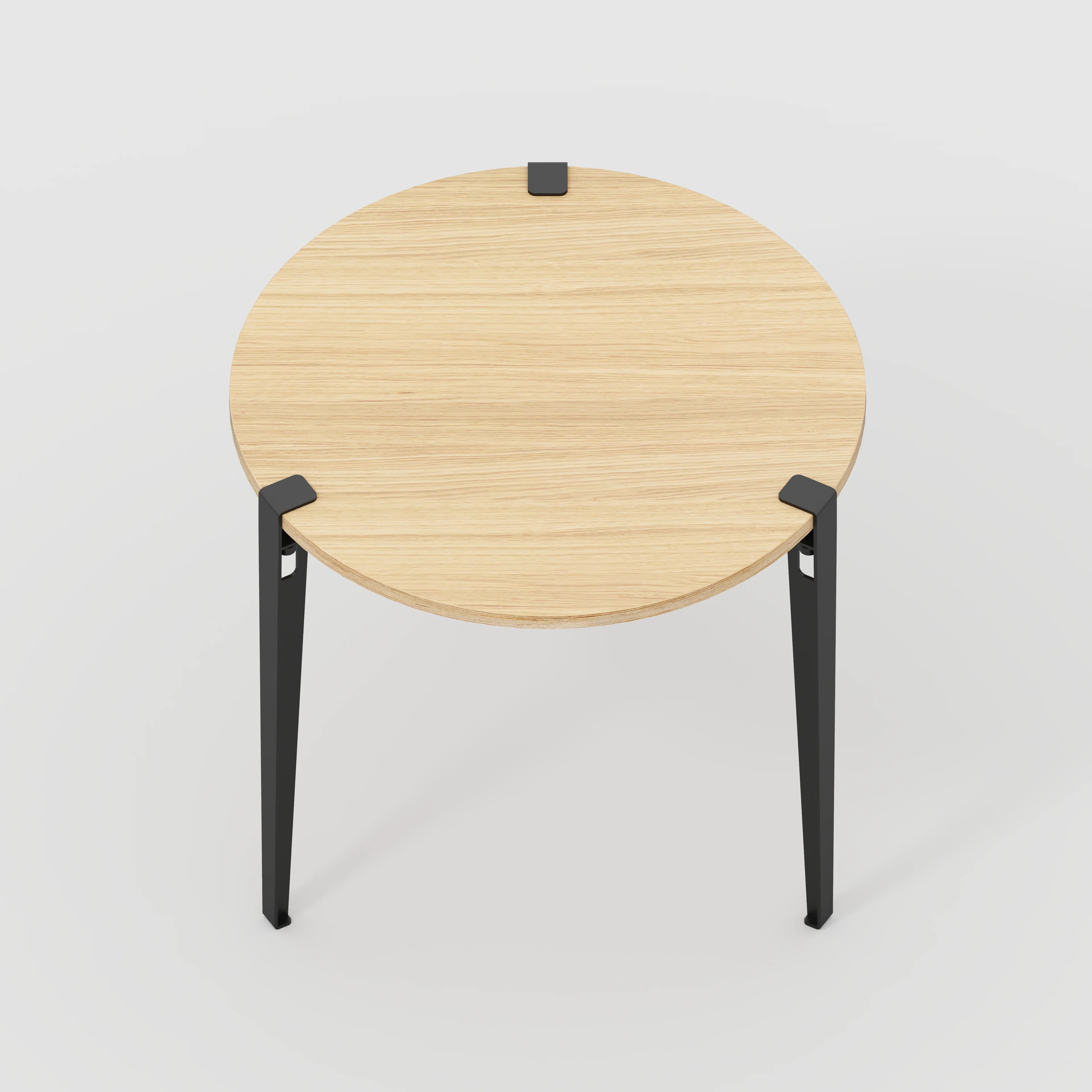 Plywood Round Table with Black Tiptoe Legs - Plywood Oak - 800(dia) x 750(h) - Image 5