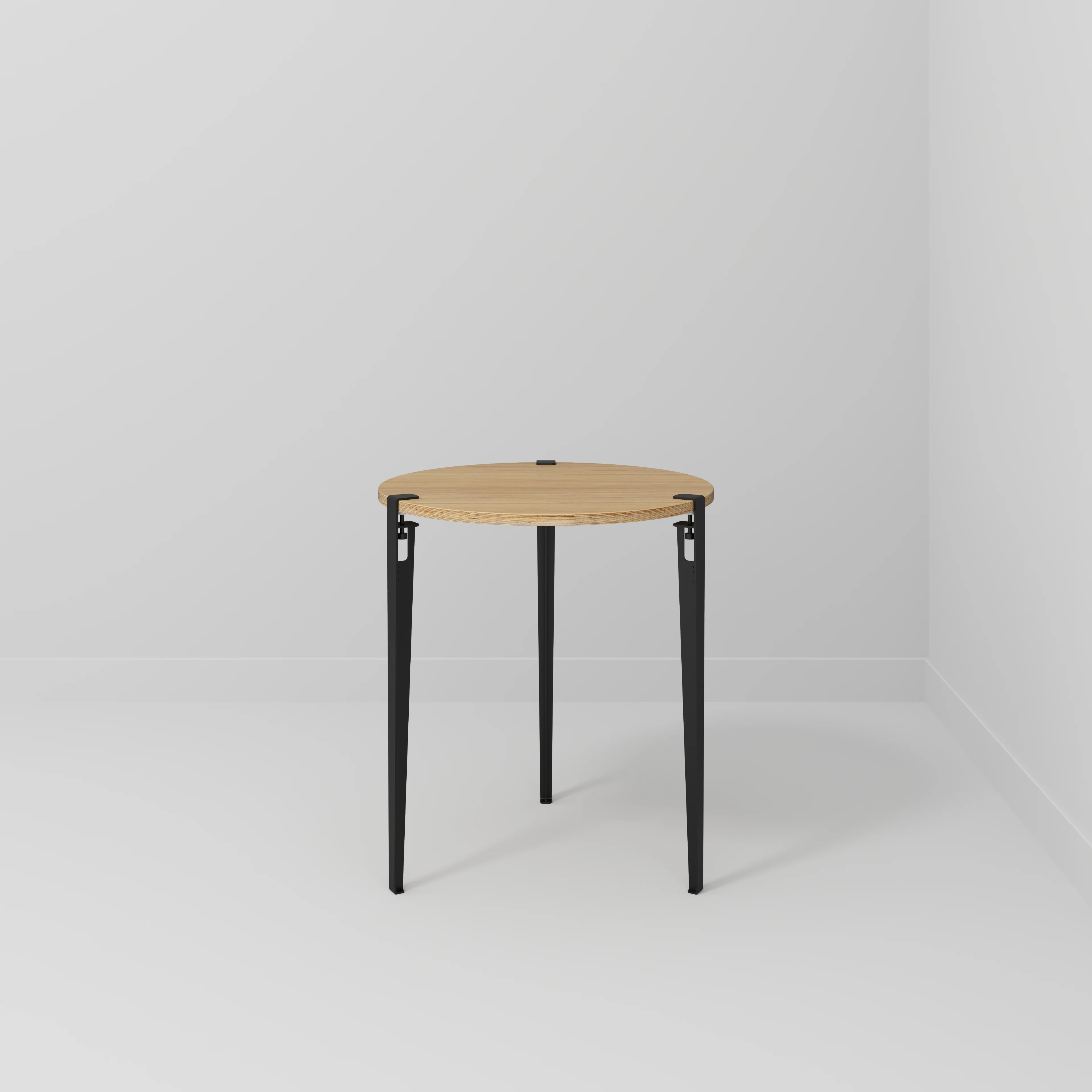 Plywood Round Table with Black Tiptoe Legs - Plywood Oak - 800(dia) x 900(h) - Image 2