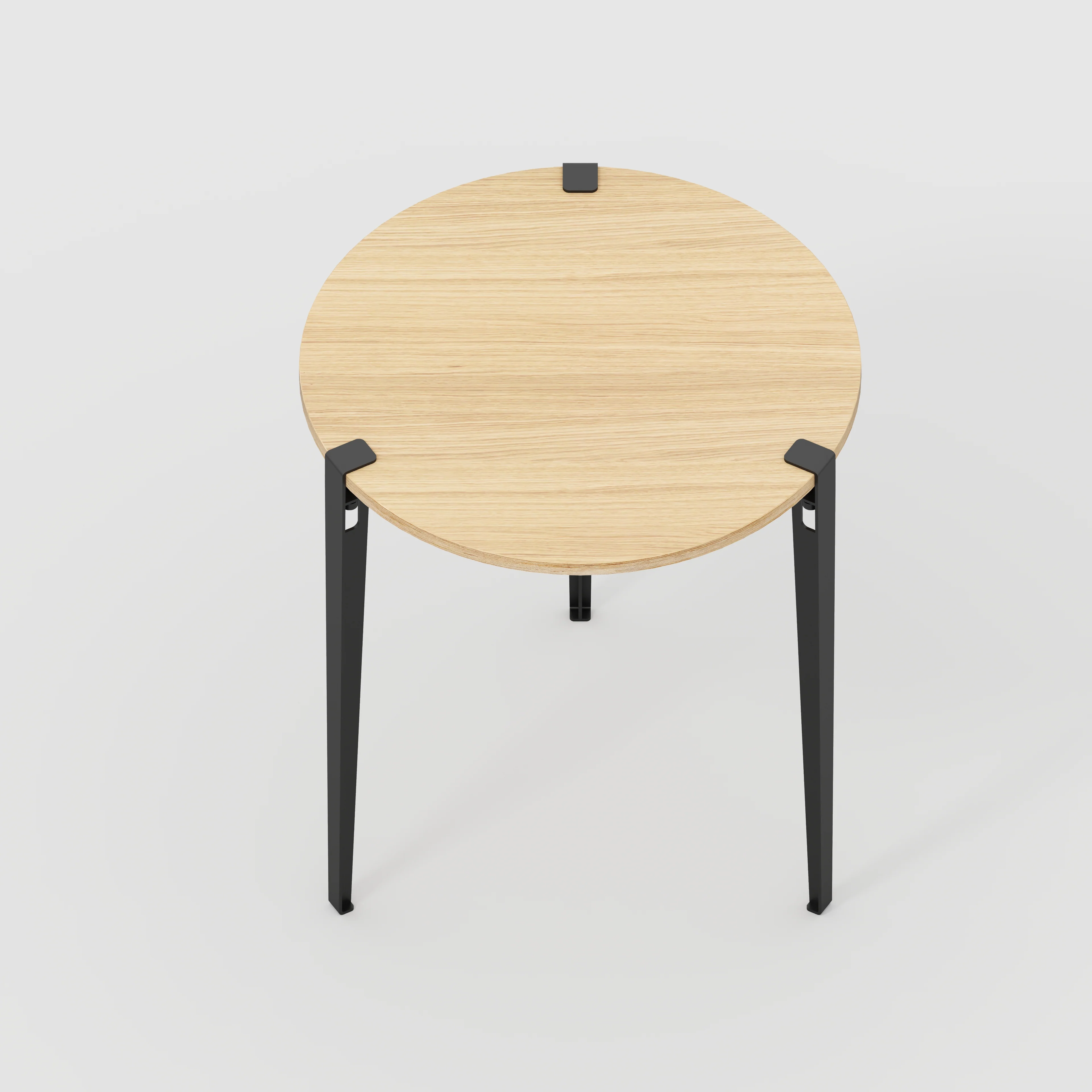 Plywood Round Table with Black Tiptoe Legs - Plywood Oak - 800(dia) x 900(h) - Image 5