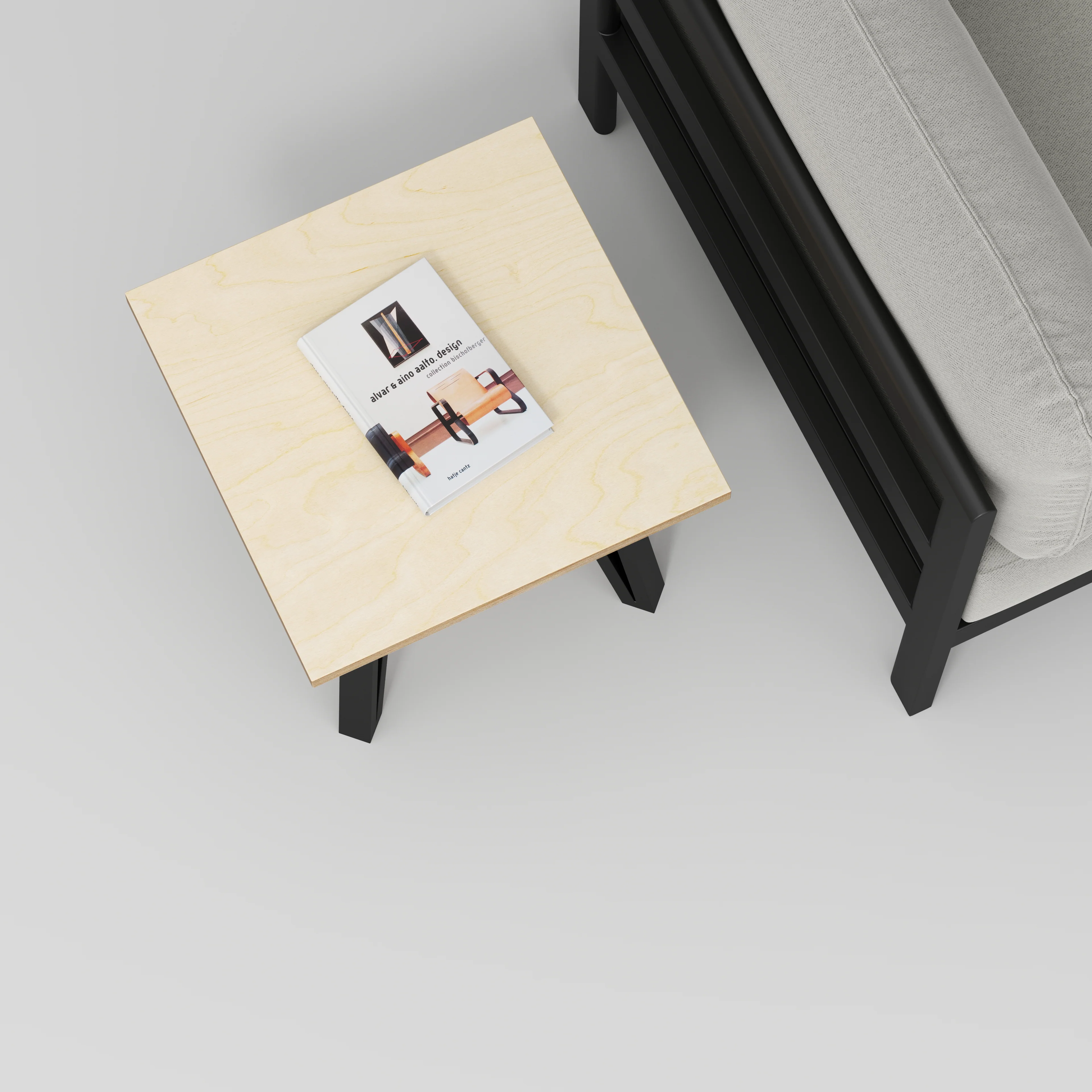 Plywood Side Table with Black Box Hairpin Legs - Plywood Birch - 500(w) x 500(d) x 425(h) - Image 3