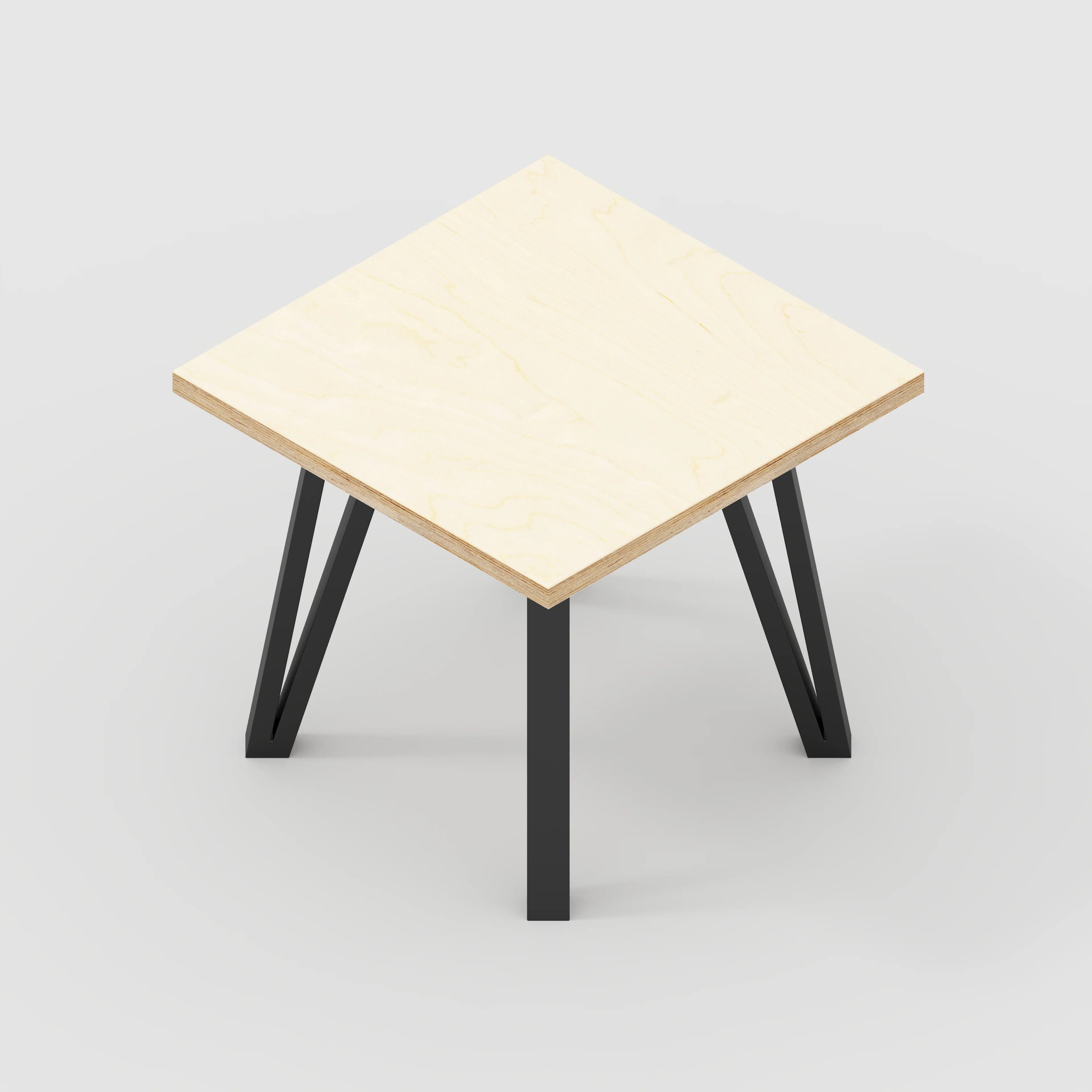 Plywood Side Table with Black Box Hairpin Legs - Plywood Birch - 500(w) x 500(d) x 425(h) - Image 5
