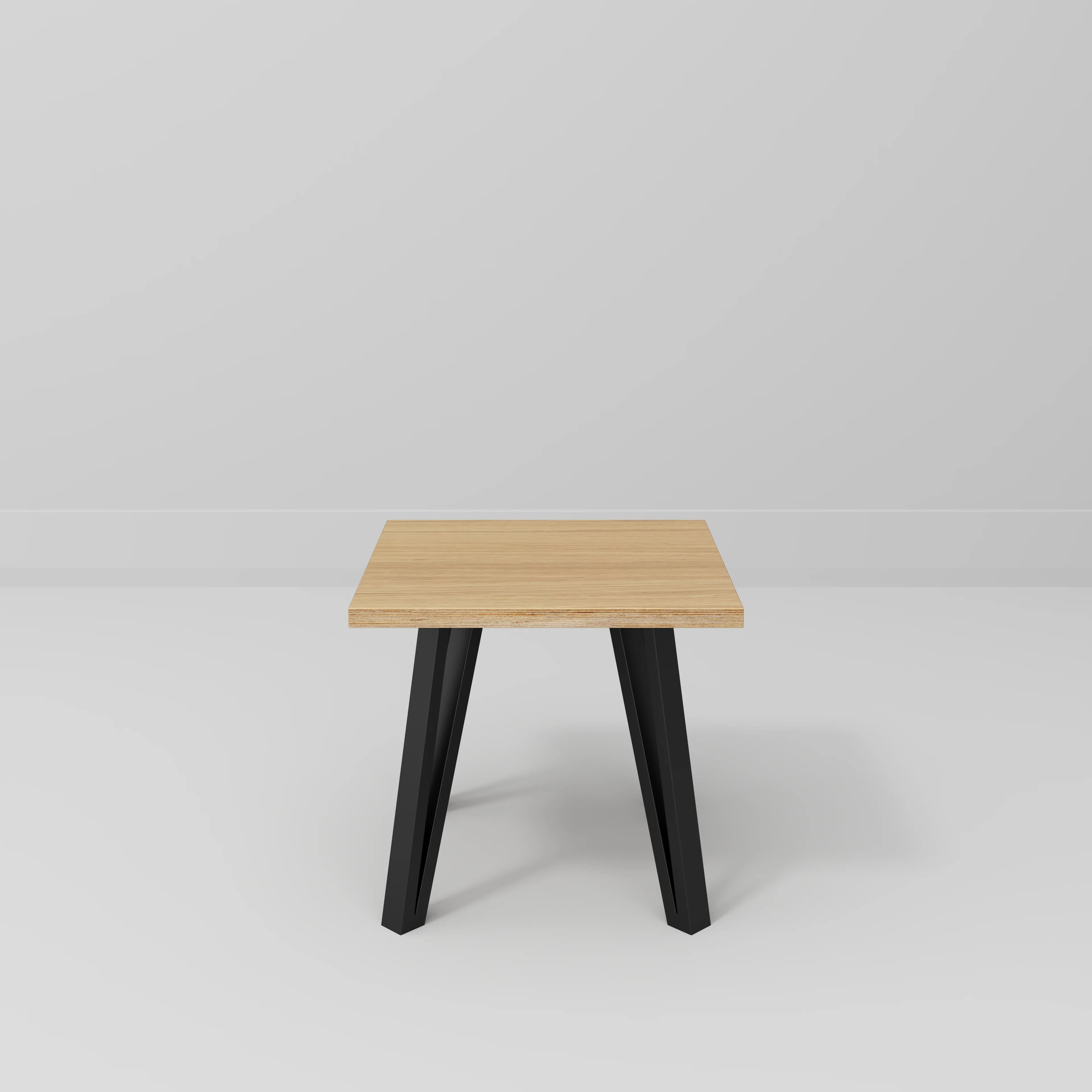 Plywood Side Table with Black Box Hairpin Legs - Plywood Oak - 500(w) x 500(d) x 425(h) - Image 2