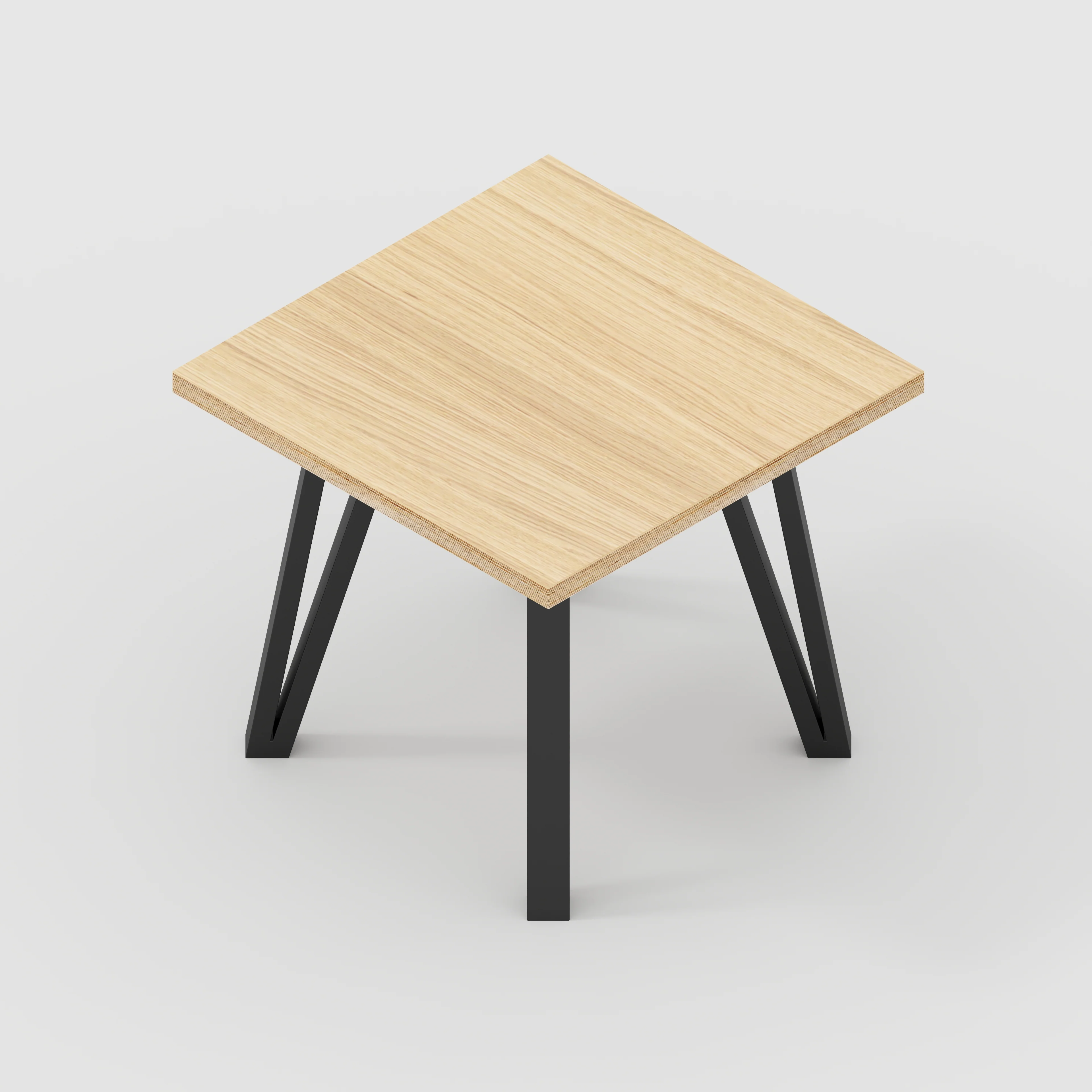 Plywood Side Table with Black Box Hairpin Legs - Plywood Oak - 500(w) x 500(d) x 425(h) - Image 5
