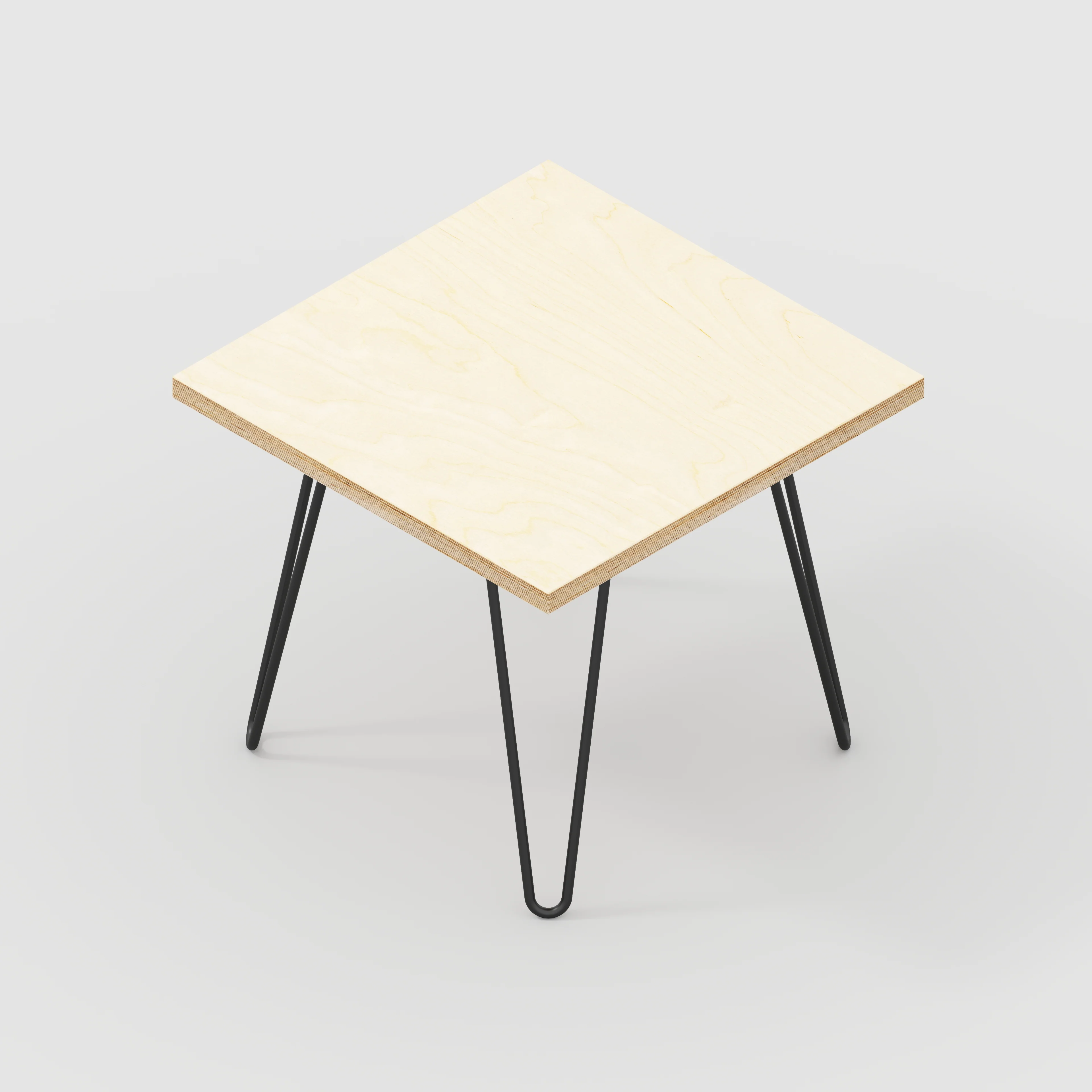 Plywood Side Table with Black Hairpin Legs - Plywood Birch - 500(w) x 500(d) x 425(h) - Image 5
