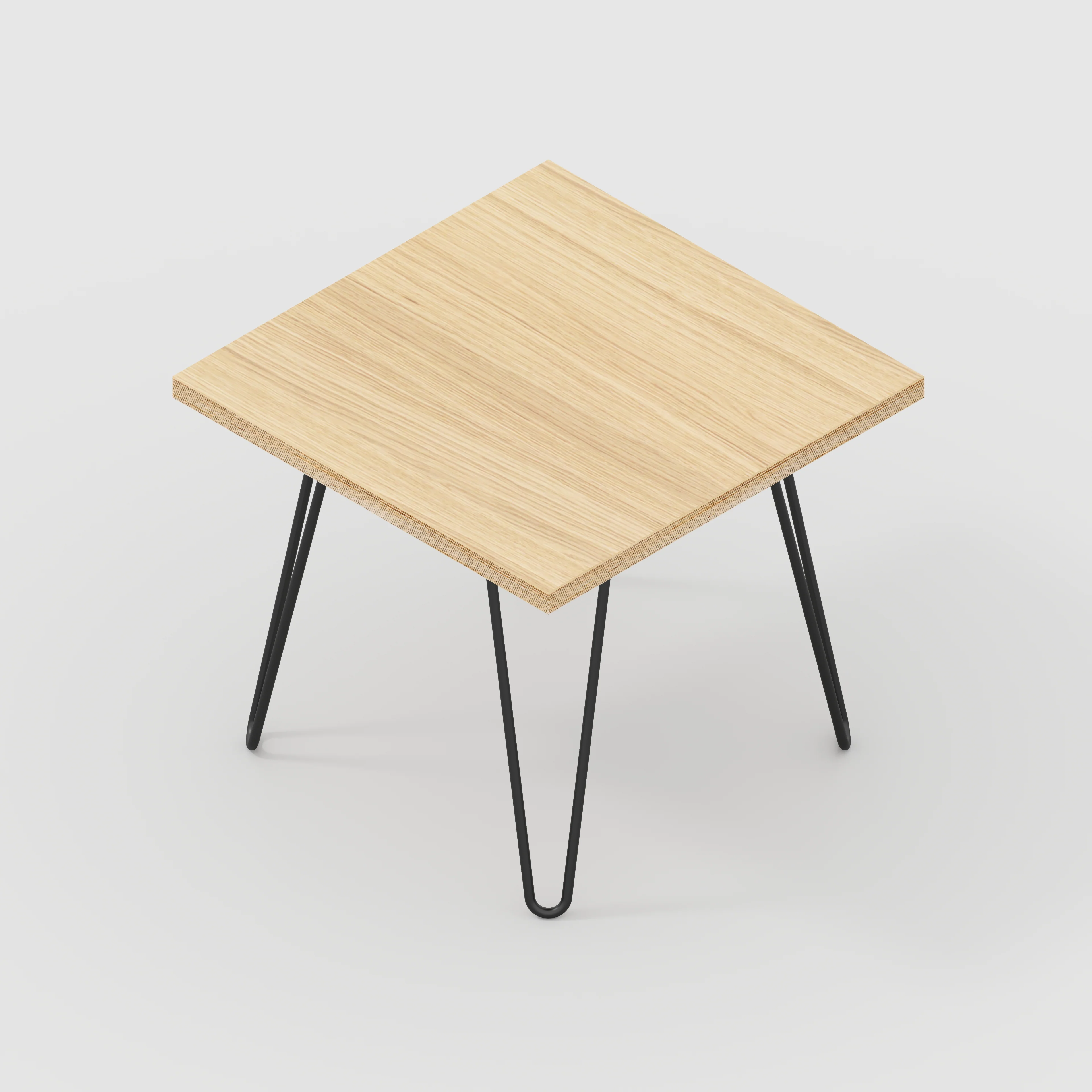 Plywood Side Table with Black Hairpin Legs - Plywood Oak - 500(w) x 500(d) x 425(h) - Image 5