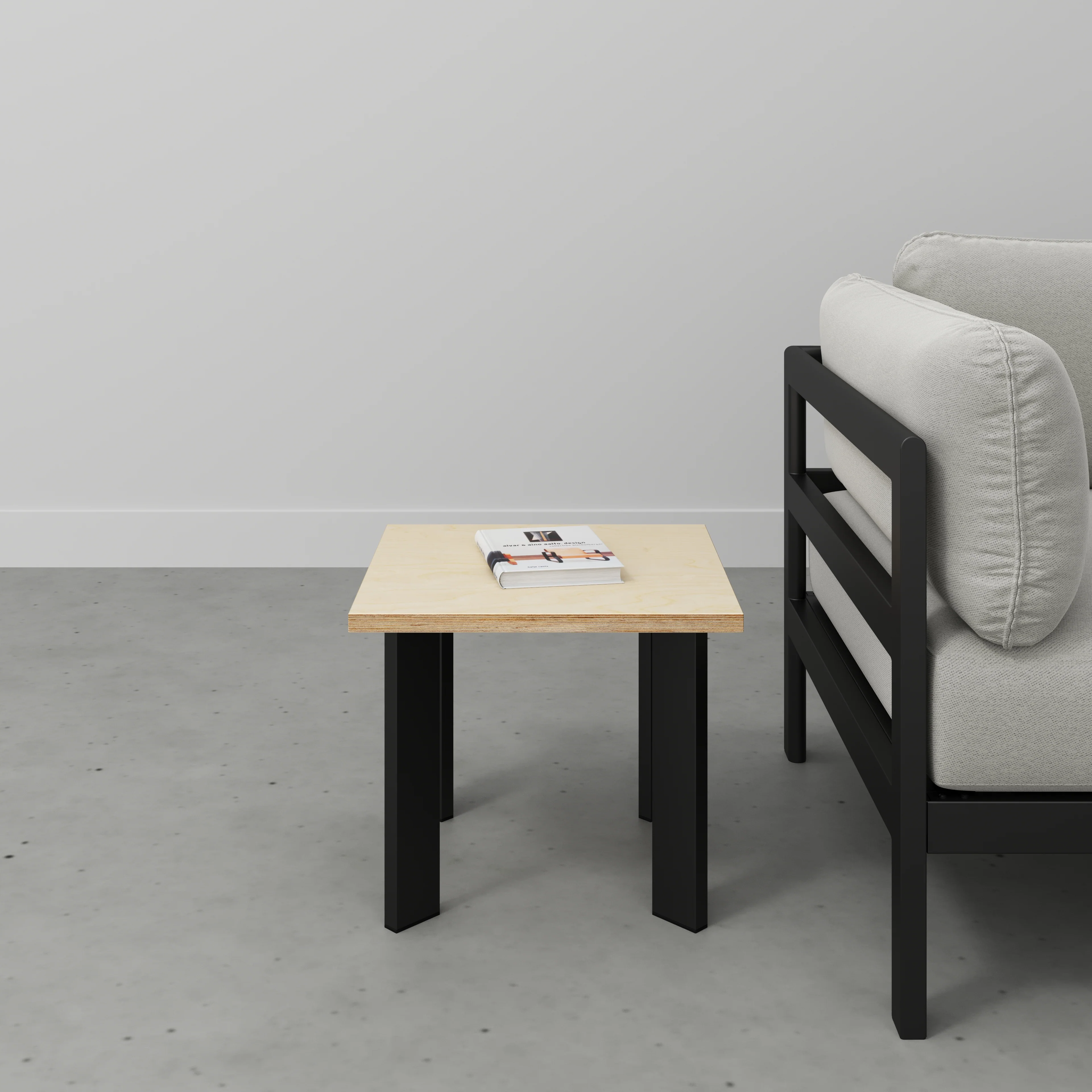 Plywood Side Table with Rectangular Single Pin Legs - Plywood Birch - 500(w) x 500(d) x 425(h) - Image 2