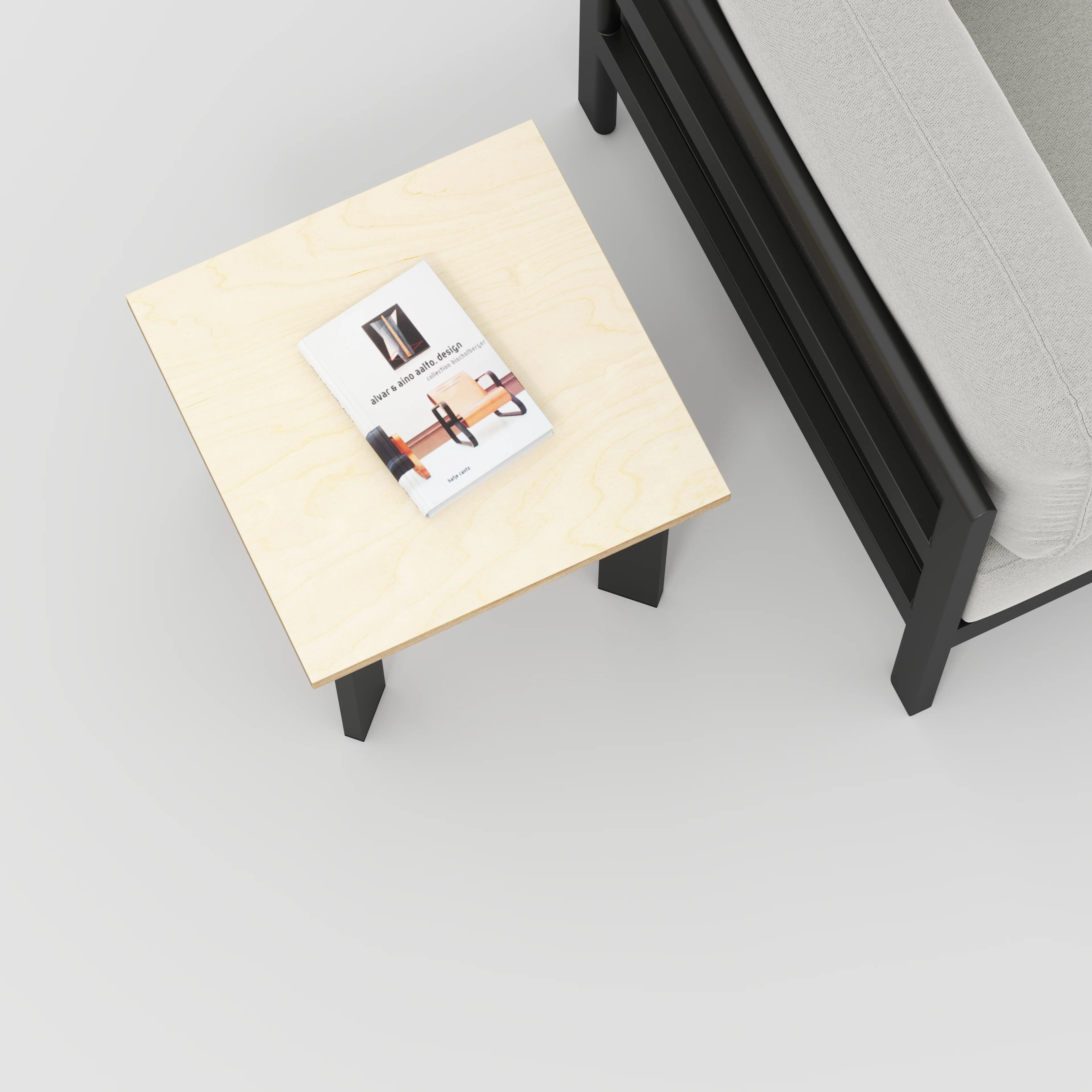 Plywood Side Table with Rectangular Single Pin Legs - Plywood Birch - 500(w) x 500(d) x 425(h) - Image 3