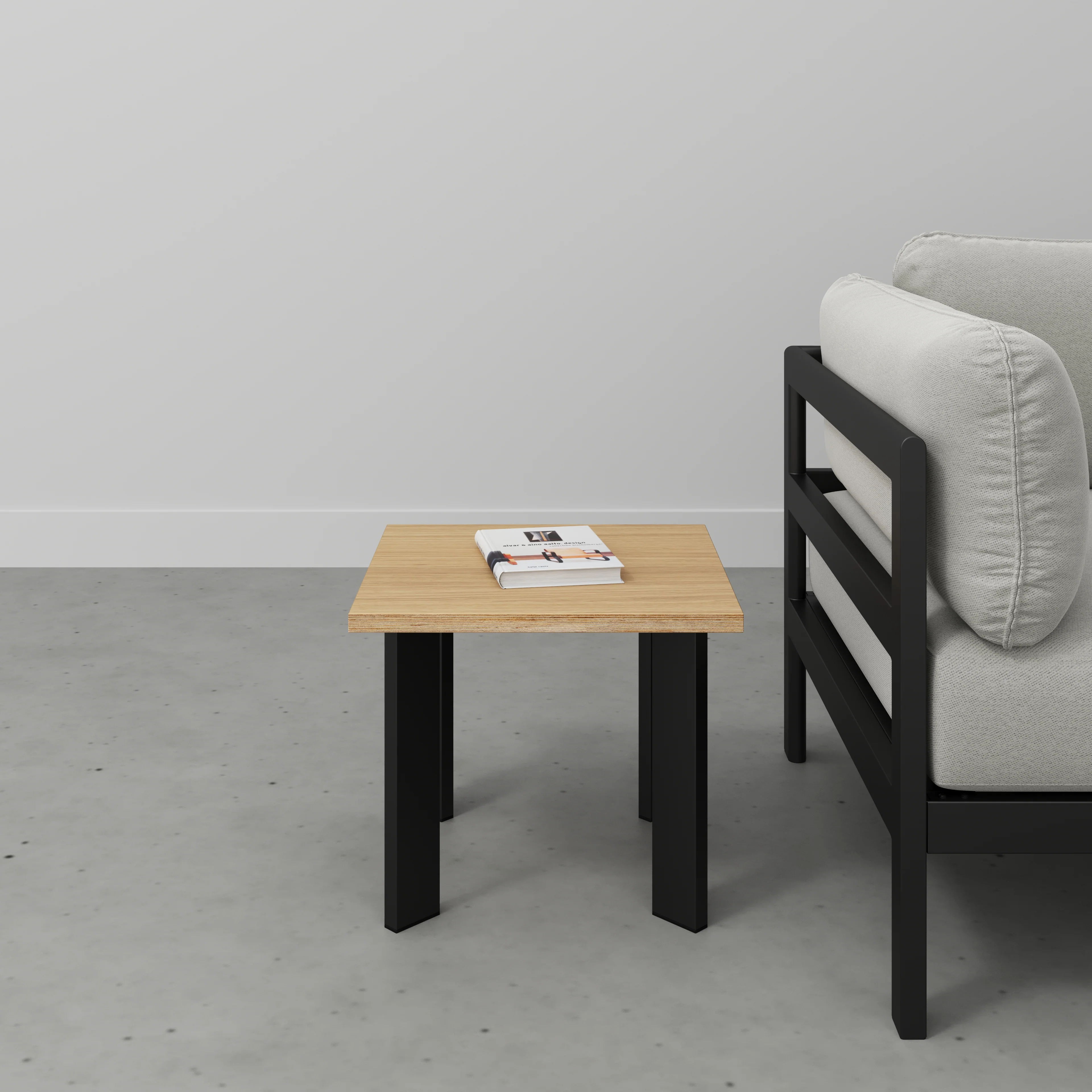 Plywood Side Table with Rectangular Single Pin Legs - Plywood Oak - 500(w) x 500(d) x 425(h) - Image 2