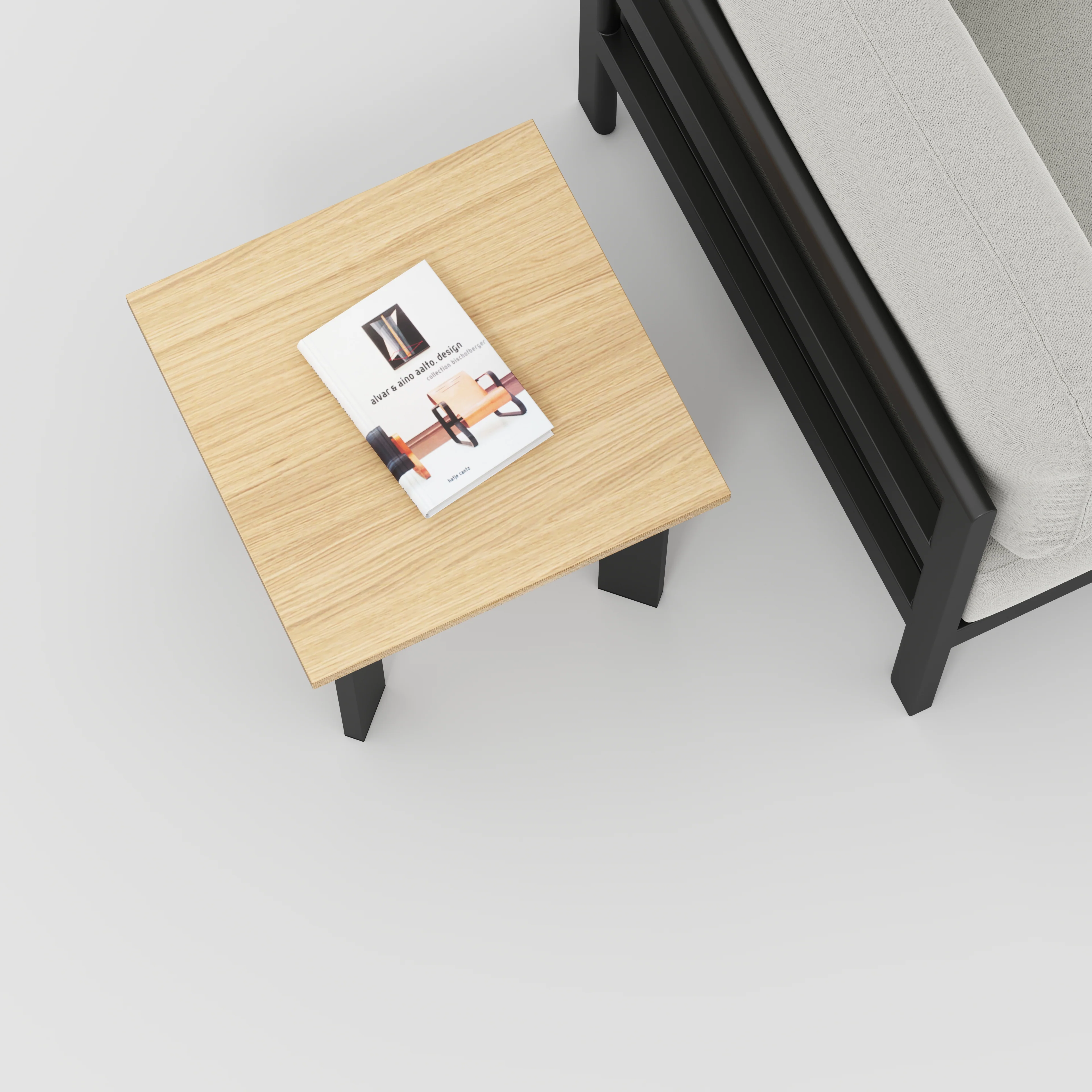 Plywood Side Table with Rectangular Single Pin Legs - Plywood Oak - 500(w) x 500(d) x 425(h) - Image 3