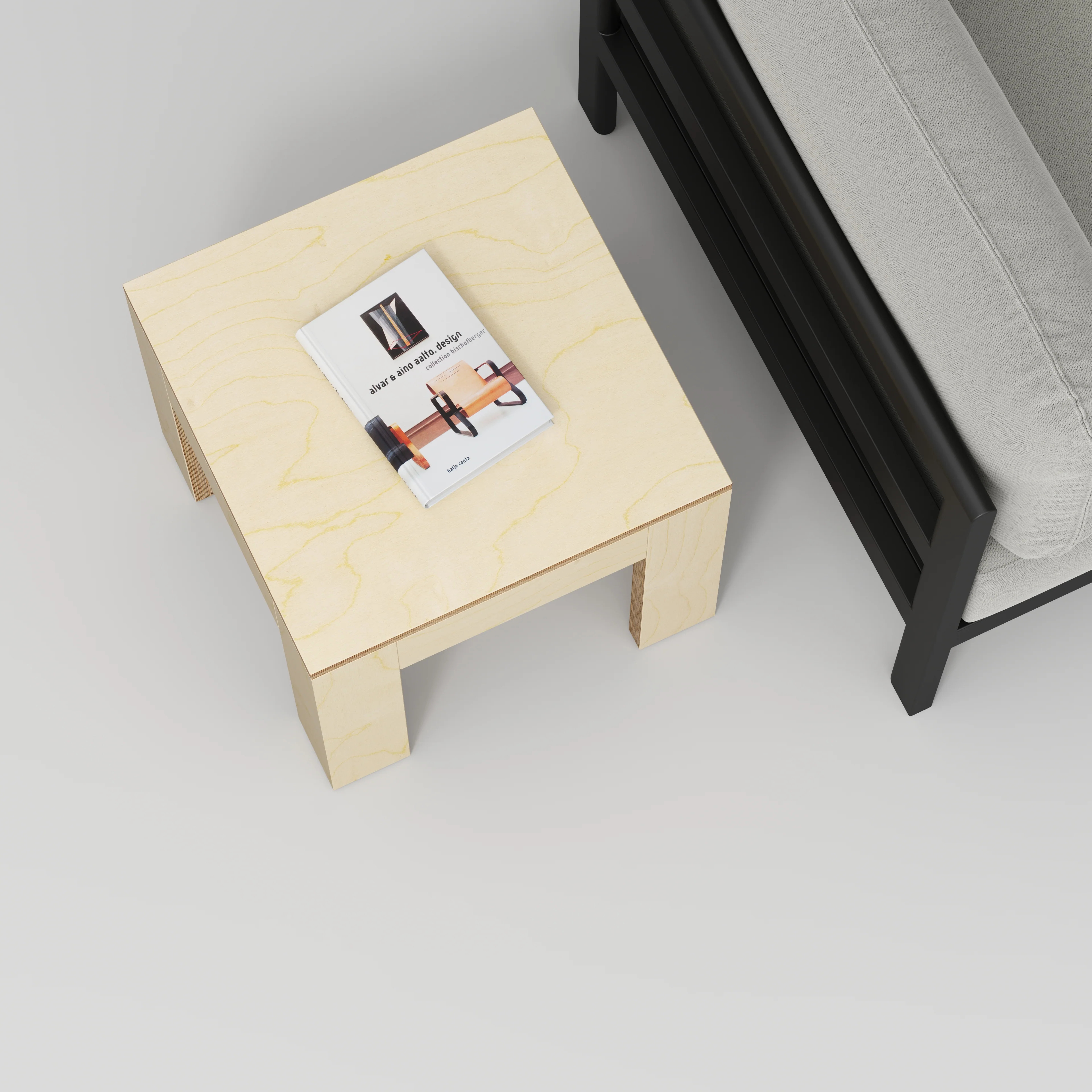 Plywood Side Table with Solid Frame - Plywood Birch - 500(w) x 500(d) x 450(h) - Image 3