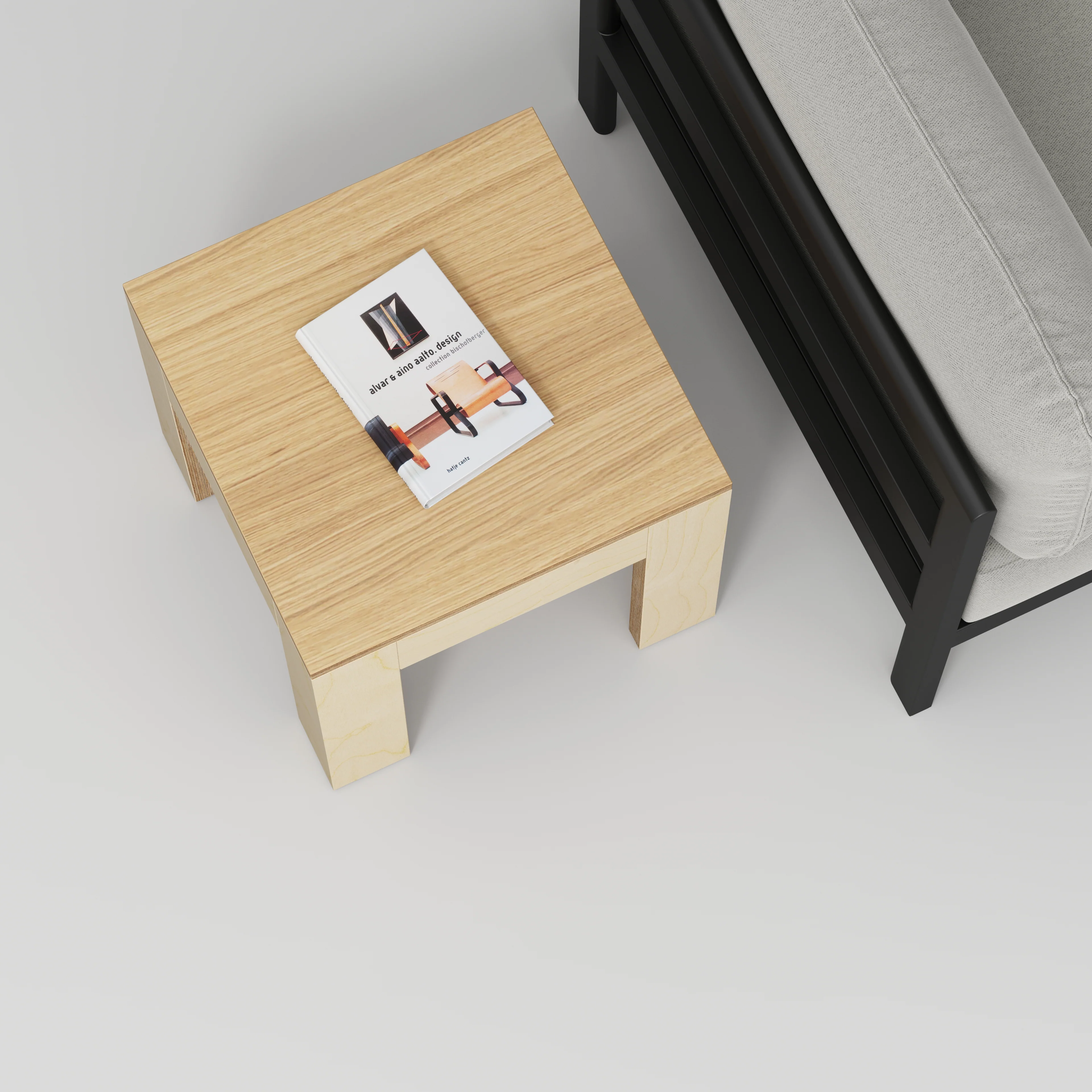 Plywood Side Table with Solid Frame - Plywood Oak - 500(w) x 500(d) x 450(h) - Image 3