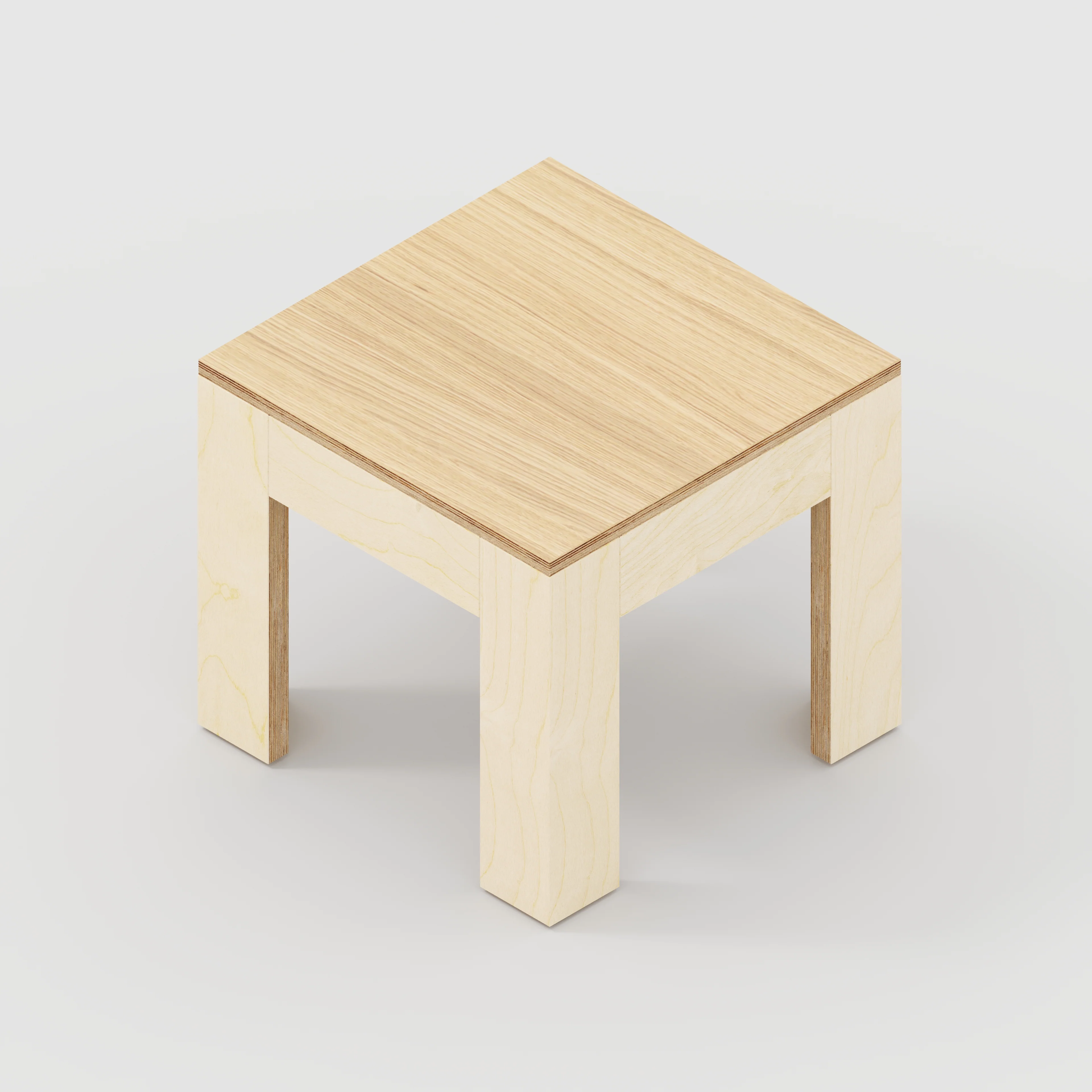 Plywood Side Table with Solid Frame - Plywood Oak - 500(w) x 500(d) x 450(h) - Image 5