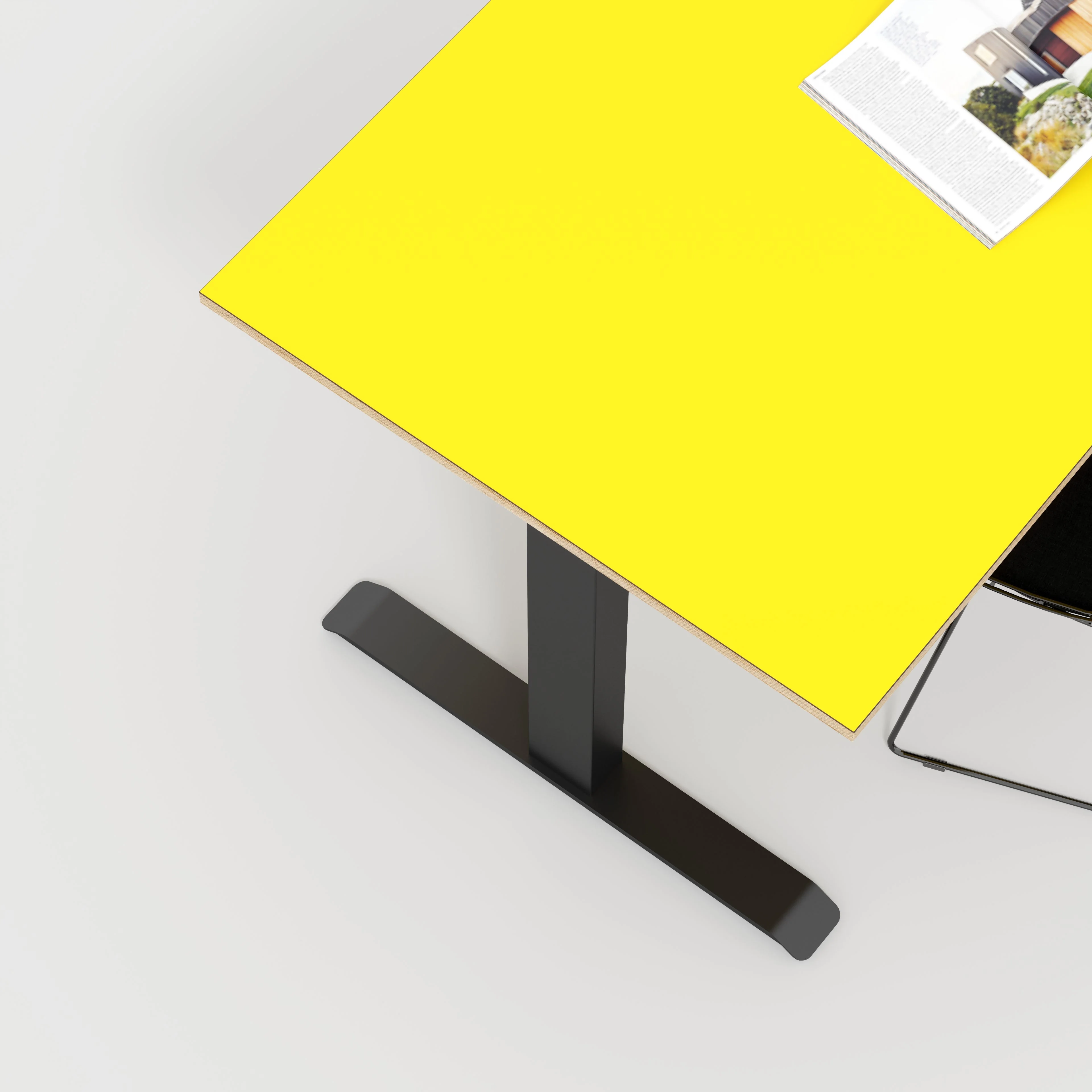 Plywood Sit Stand Desk with Black Frame - Formica Chrome Yellow - 1200(w) x 800(d) - Image 3