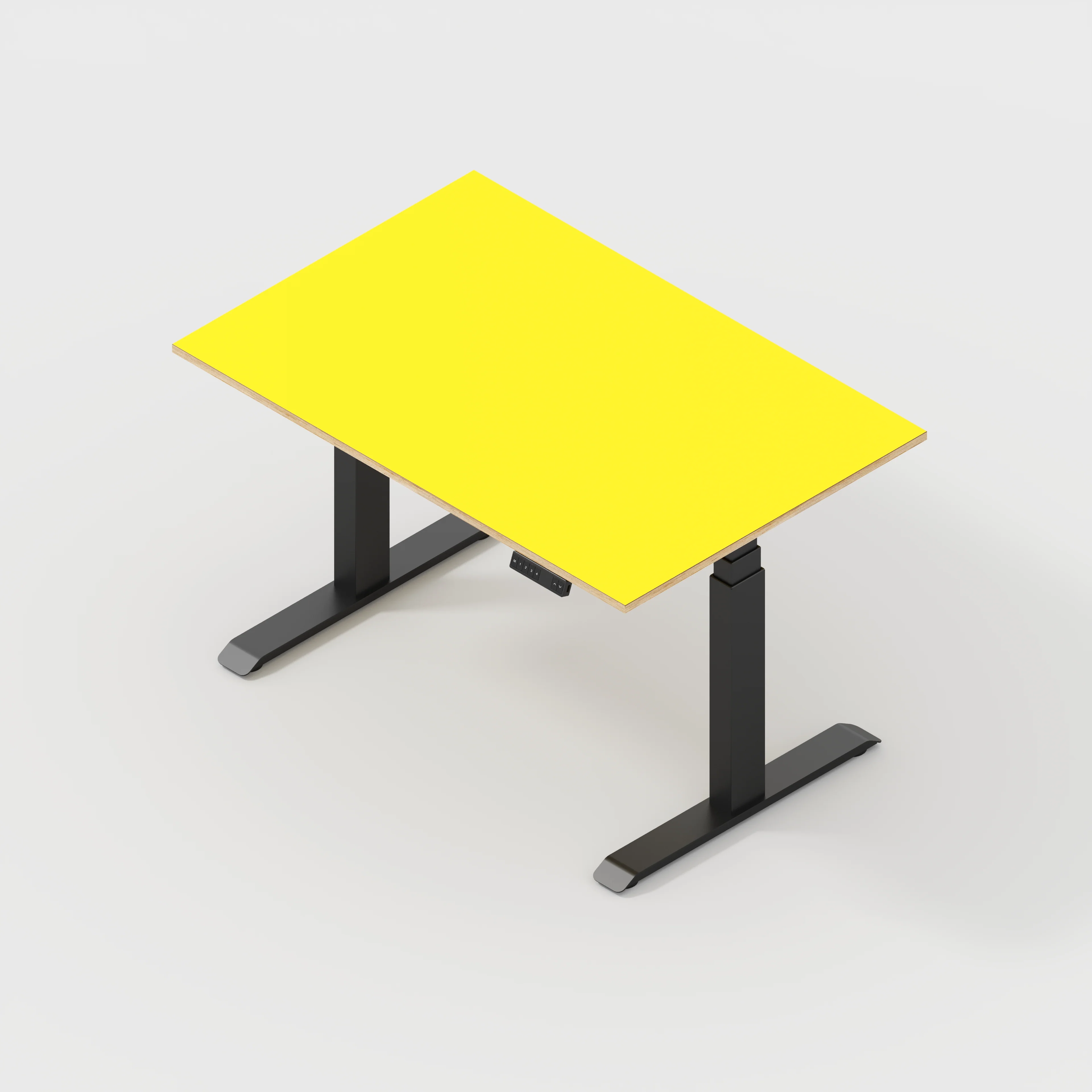 Plywood Sit Stand Desk with Black Frame - Formica Chrome Yellow - 1200(w) x 800(d) - Image 5