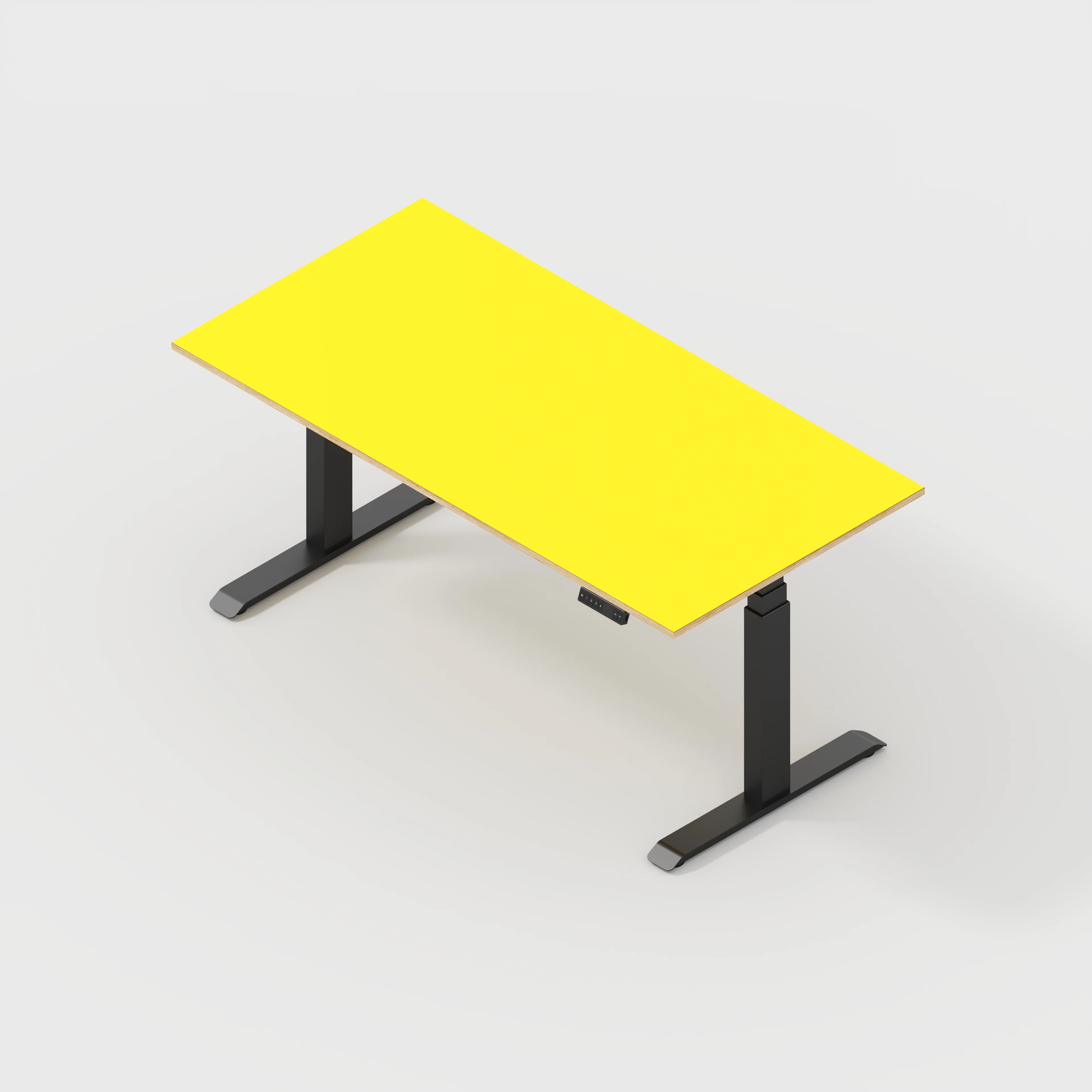 Plywood Sit Stand Desk with Black Frame - Formica Chrome Yellow - 1600(w) x 800(d) - Image 5