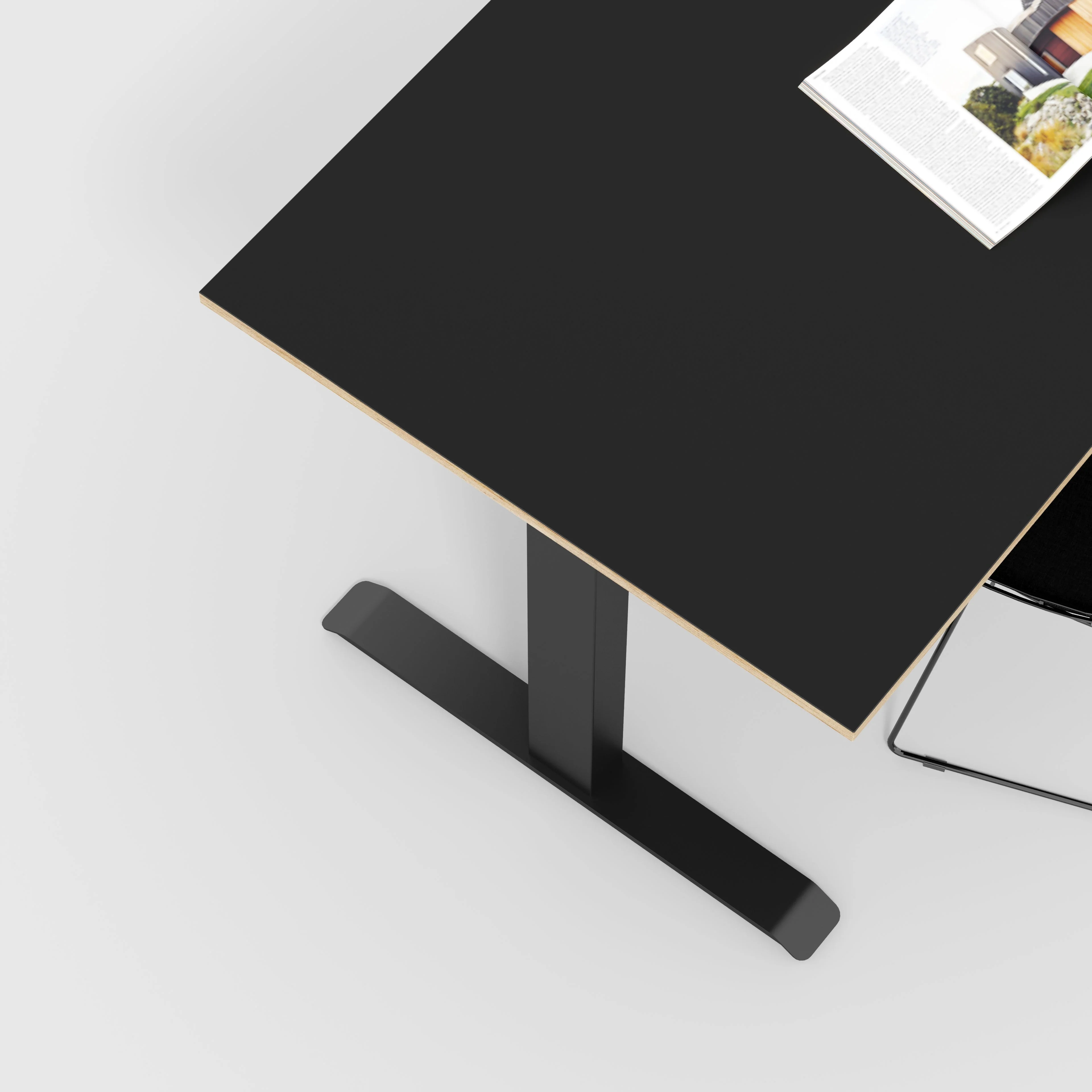 Plywood Sit Stand Desk with Black Frame - Formica Diamond Black - 1200(w) x 800(d) - Image 3