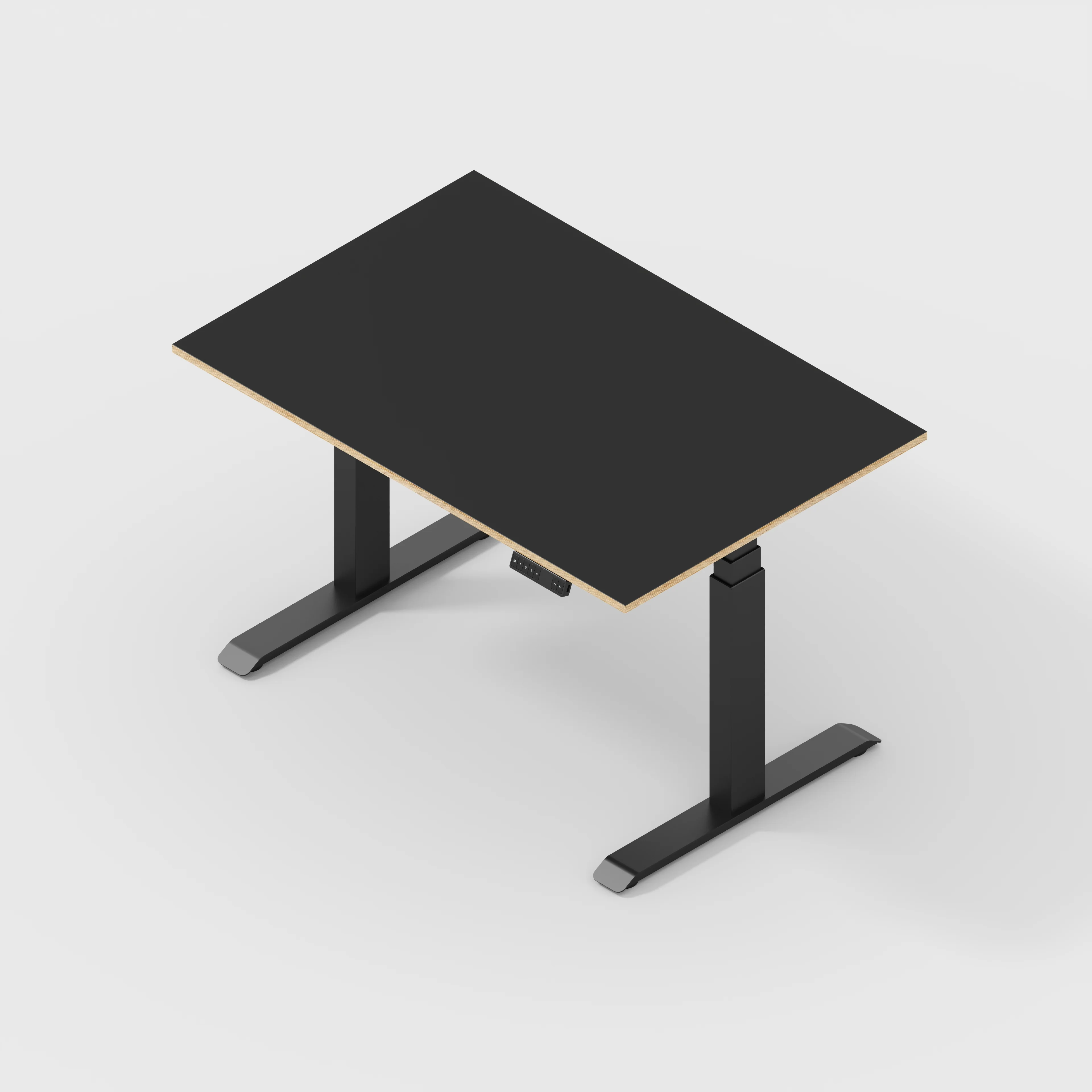 Plywood Sit Stand Desk with Black Frame - Formica Diamond Black - 1200(w) x 800(d) - Image 5
