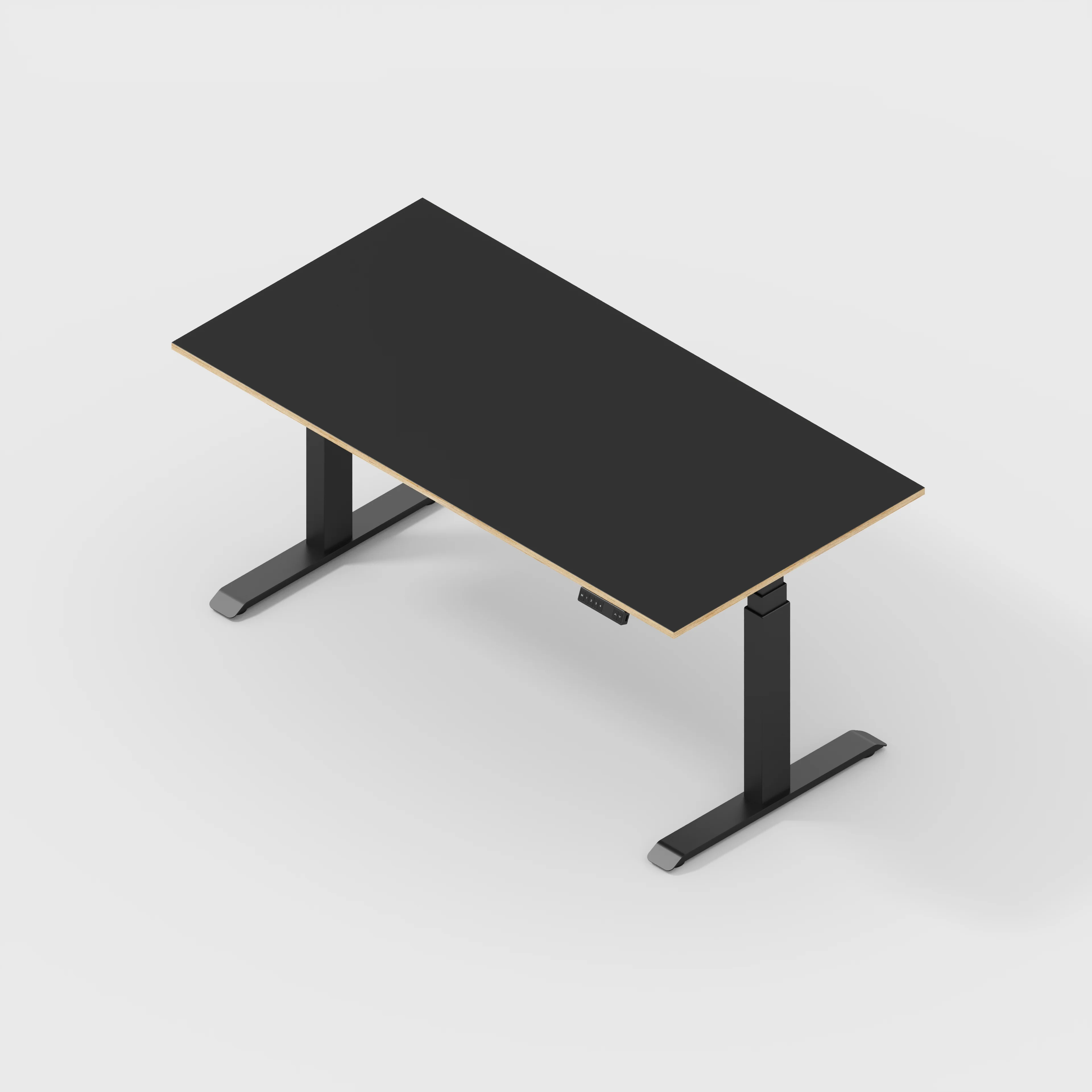 Plywood Sit Stand Desk with Black Frame - Formica Diamond Black - 1600(w) x 800(d) - Image 5