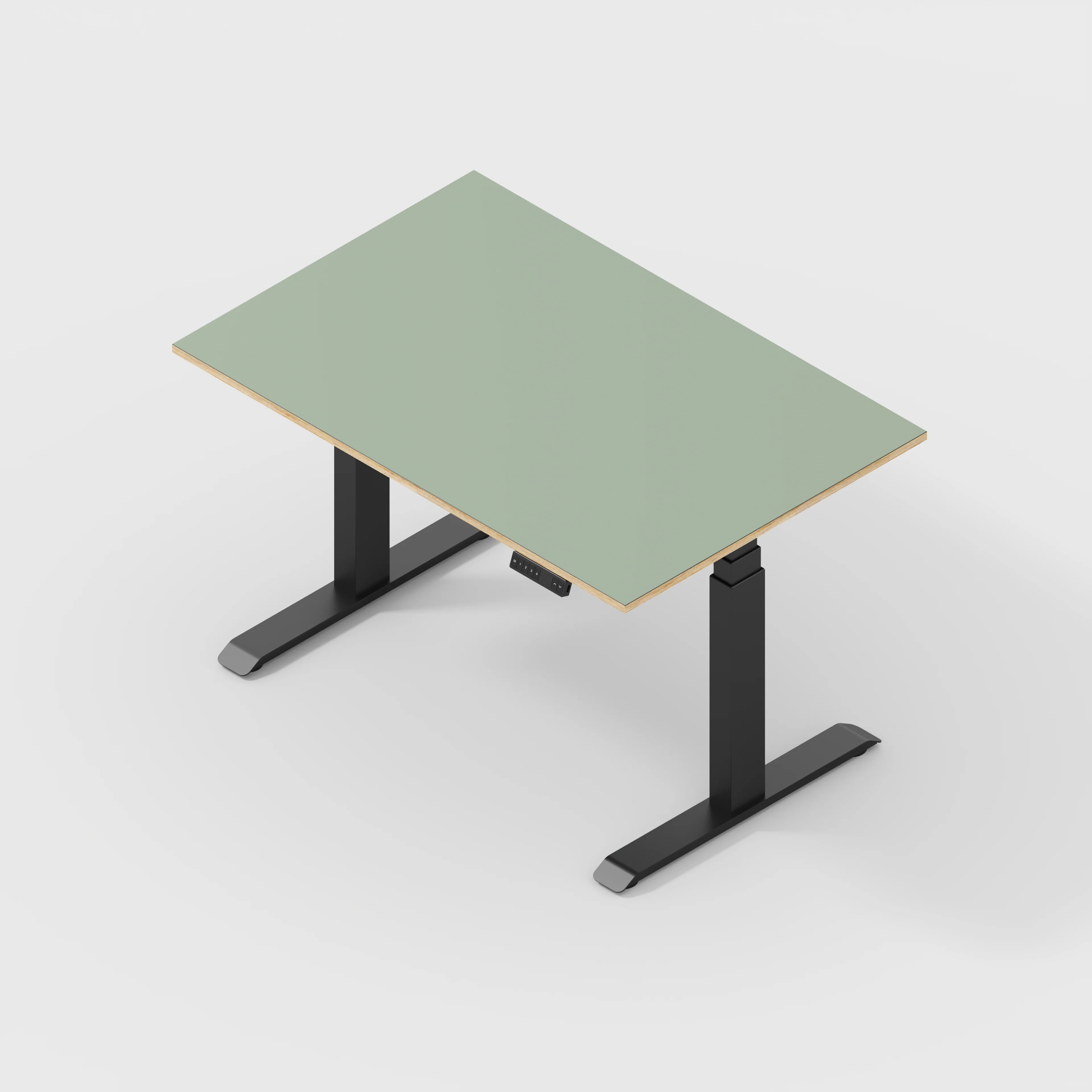 Plywood Sit Stand Desk with Black Frame - Formica Green Slate - 1200(w) x 800(d) - Image 5