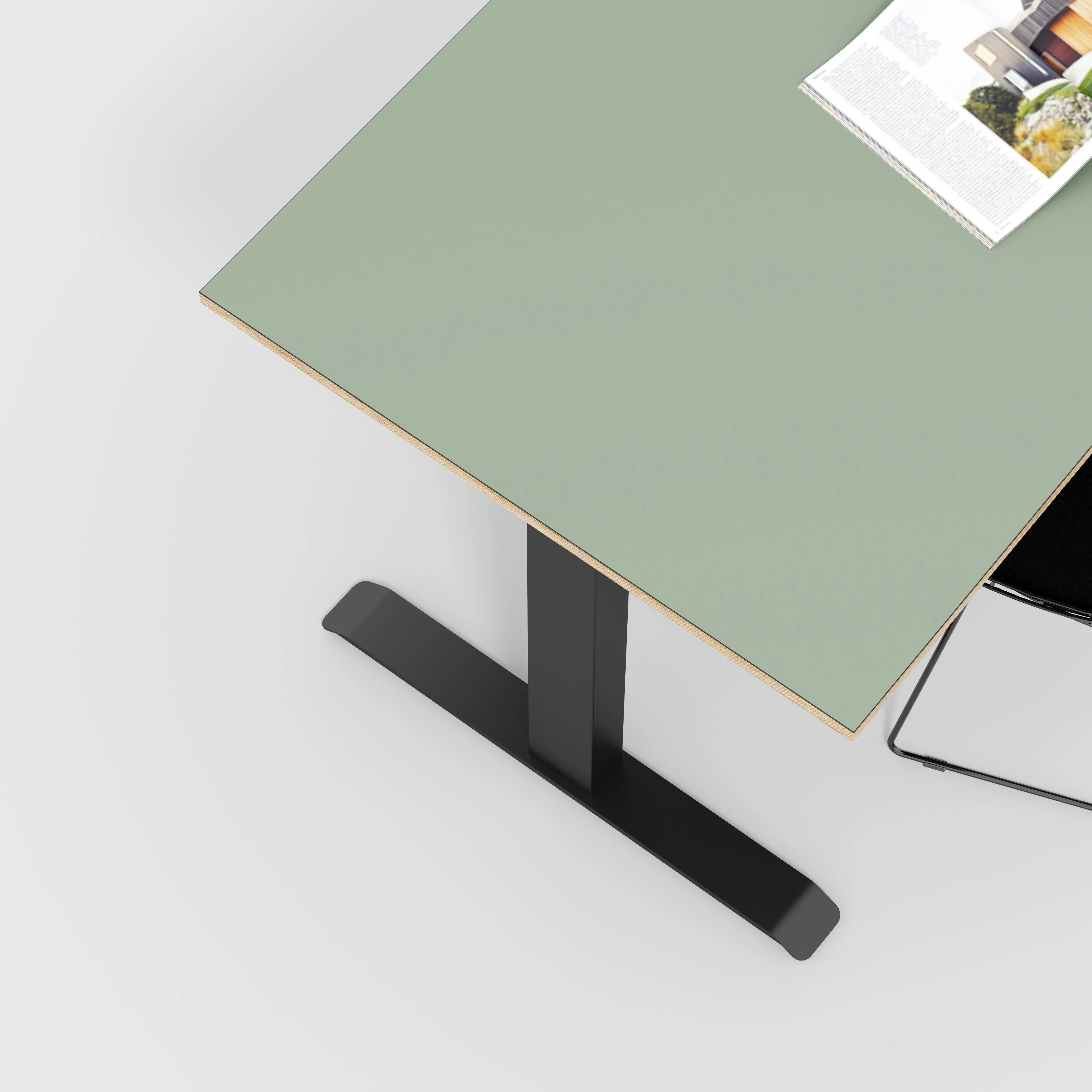 Plywood Sit Stand Desk with Black Frame - Formica Green Slate - 1600(w) x 800(d) - Image 3