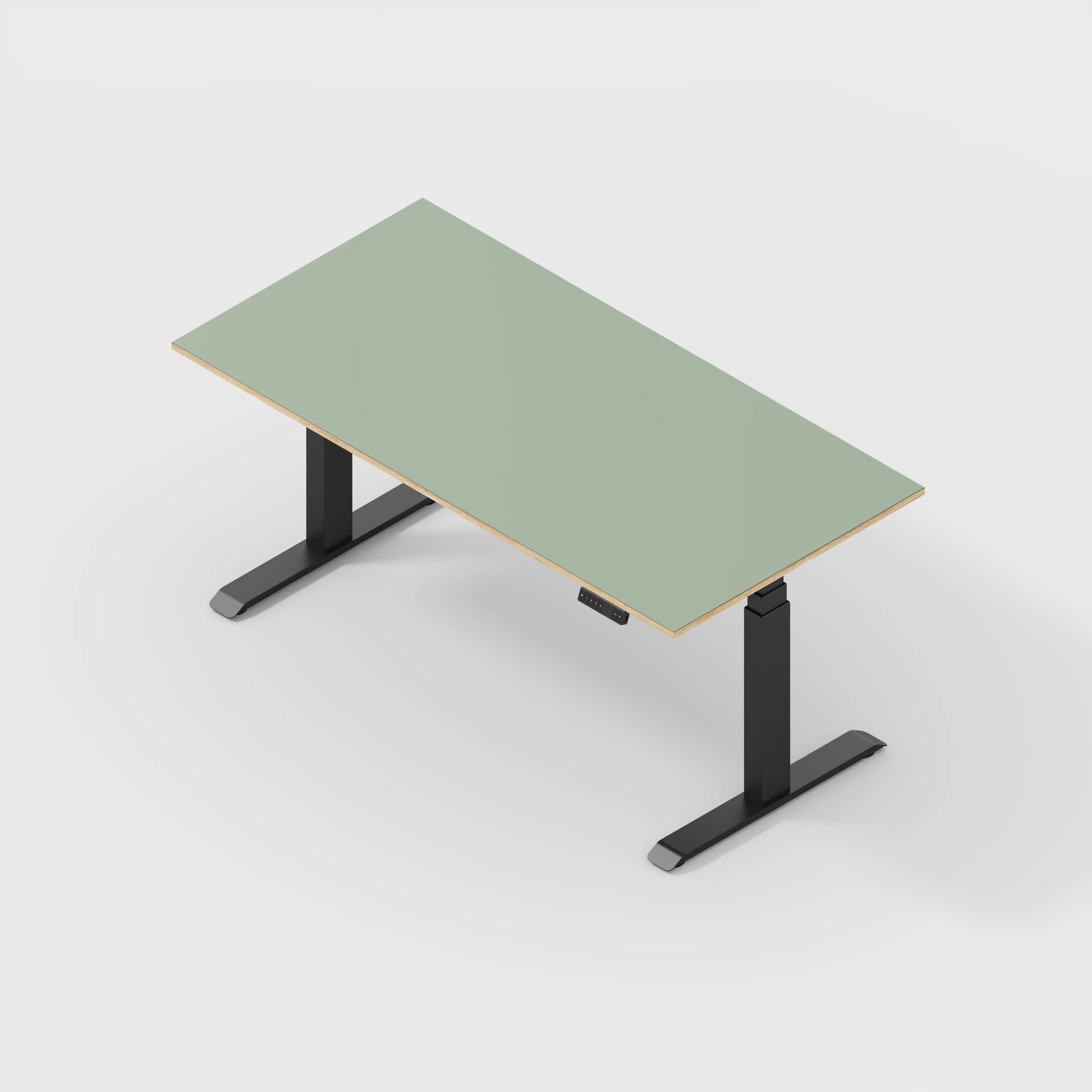 Plywood Sit Stand Desk with Black Frame - Formica Green Slate - 1600(w) x 800(d) - Image 5