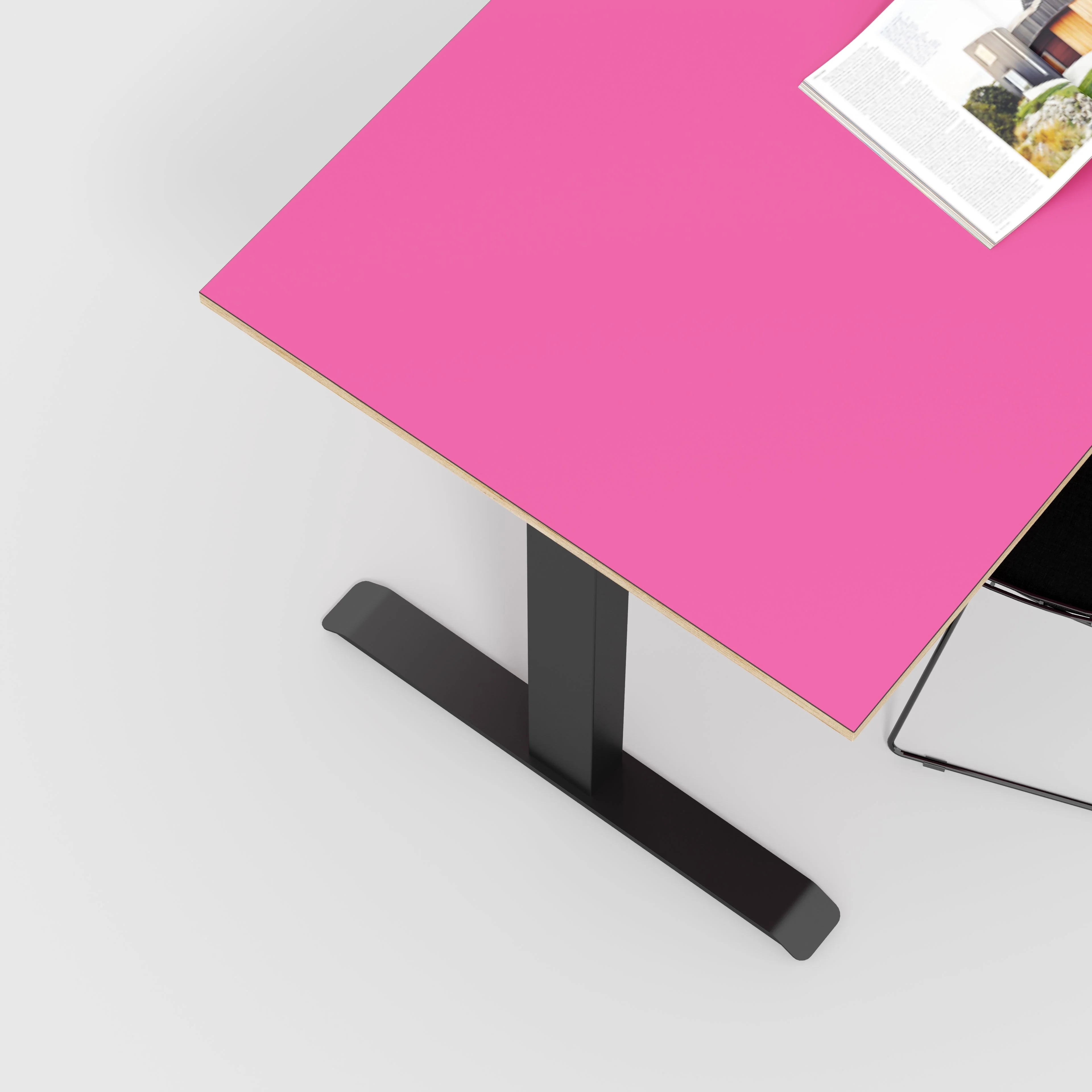 Plywood Sit Stand Desk with Black Frame - Formica Juicy Pink - 1200(w) x 800(d) - Image 3