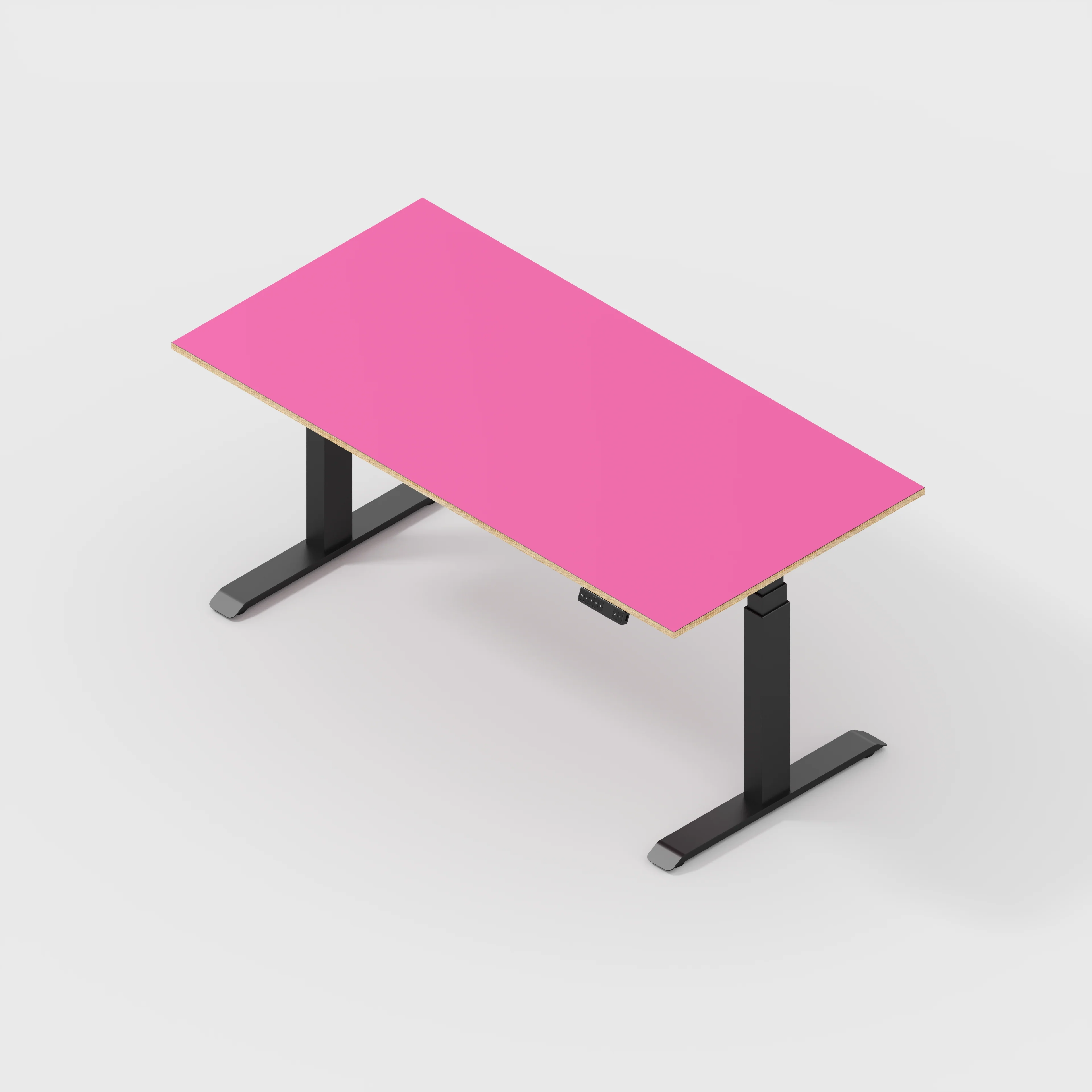 Plywood Sit Stand Desk with Black Frame - Formica Juicy Pink - 1600(w) x 800(d) - Image 5