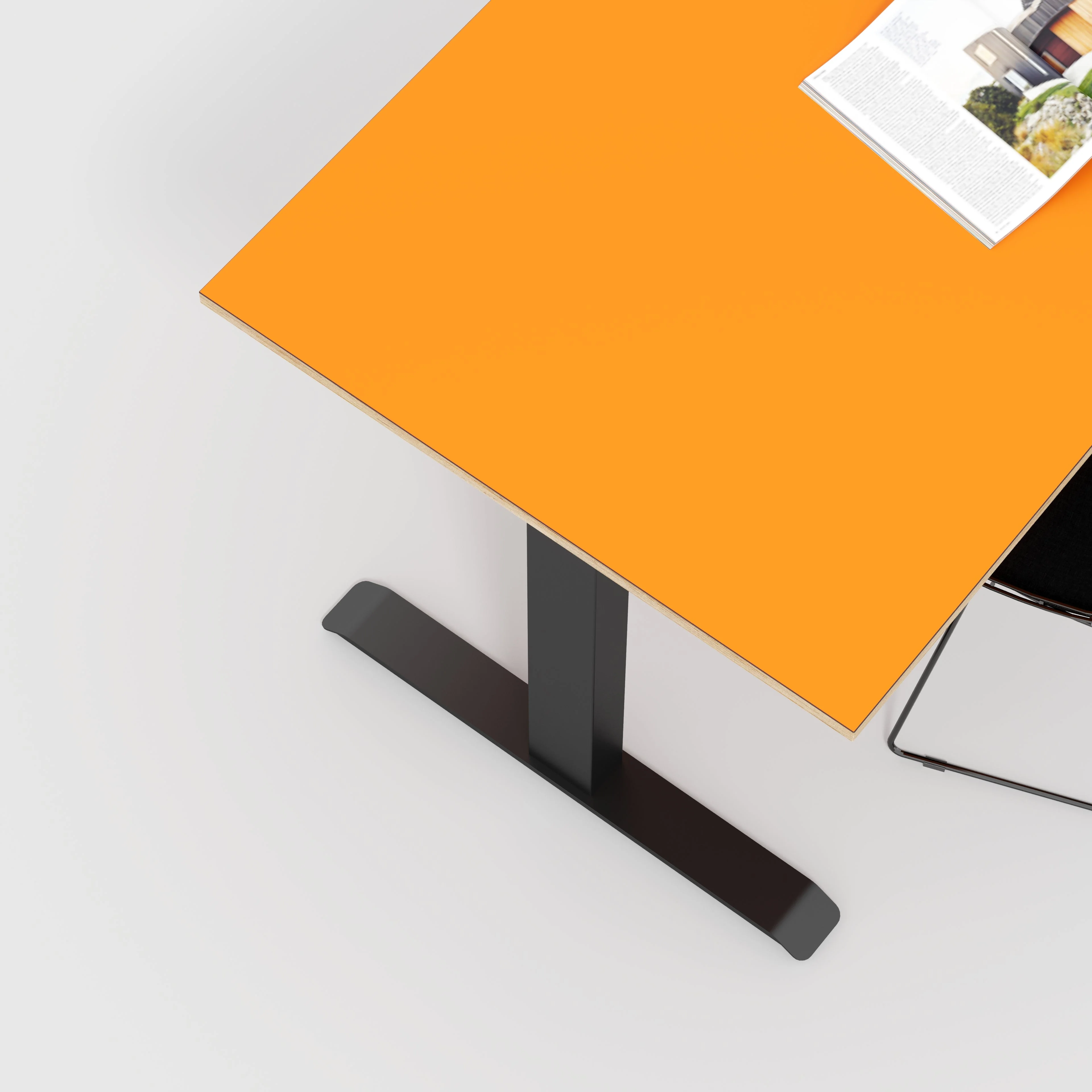 Plywood Sit Stand Desk with Black Frame - Formica Levante Orange - 1200(w) x 800(d) - Image 3