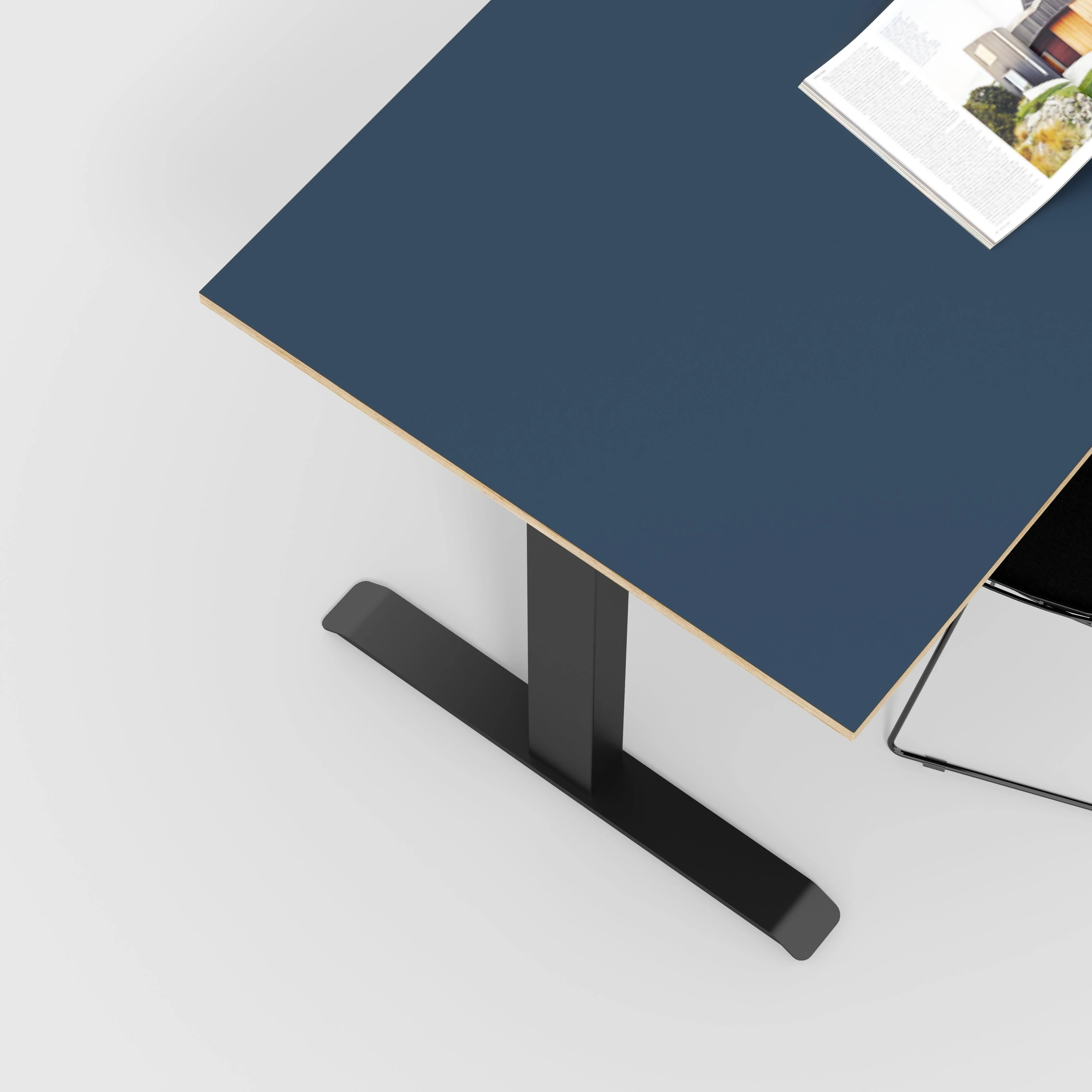 Plywood Sit Stand Desk with Black Frame - Formica Night Sea Blue - 1200(w) x 800(d) - Image 3