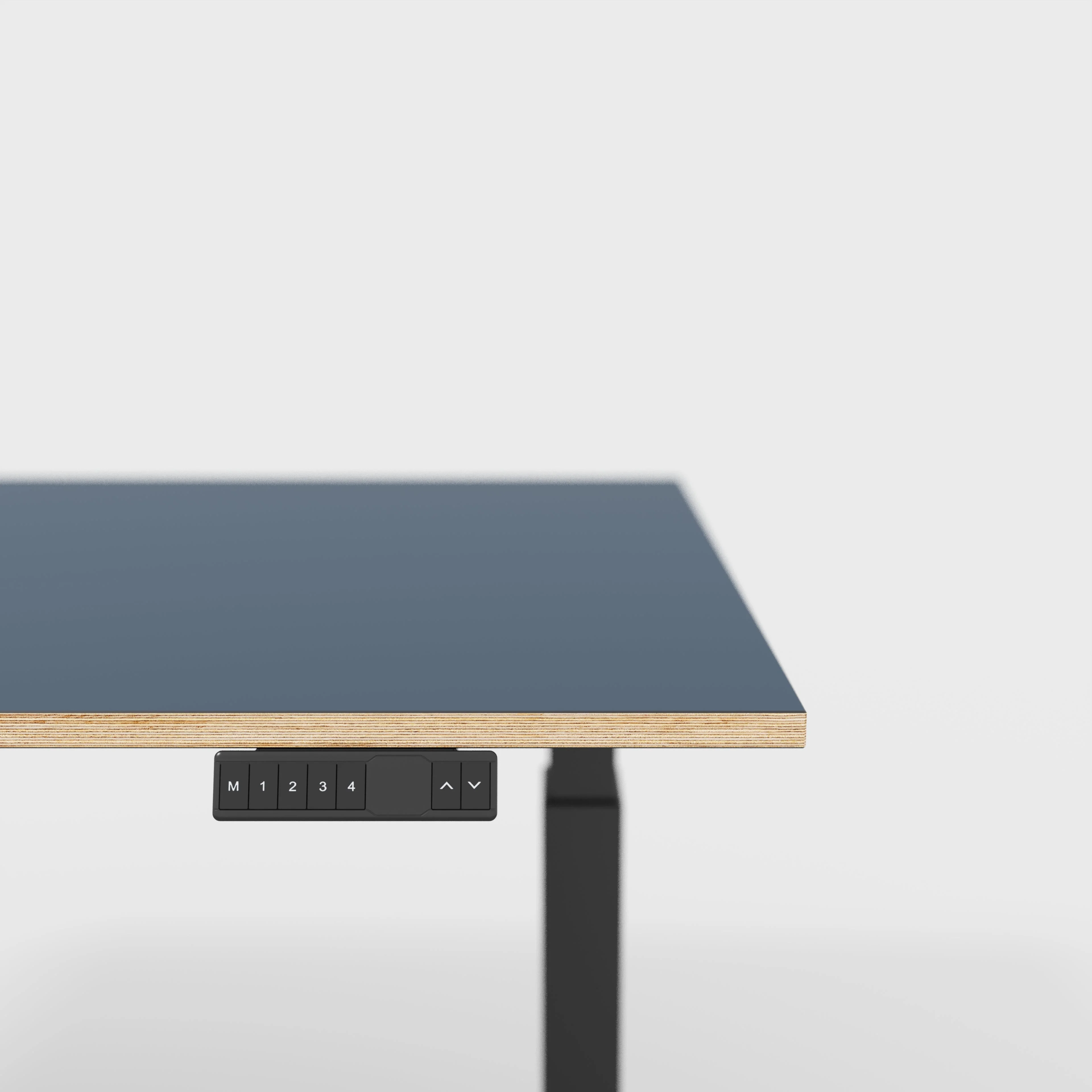 Plywood Sit Stand Desk with Black Frame - Formica Night Sea Blue - 1200(w) x 800(d) - Image 4