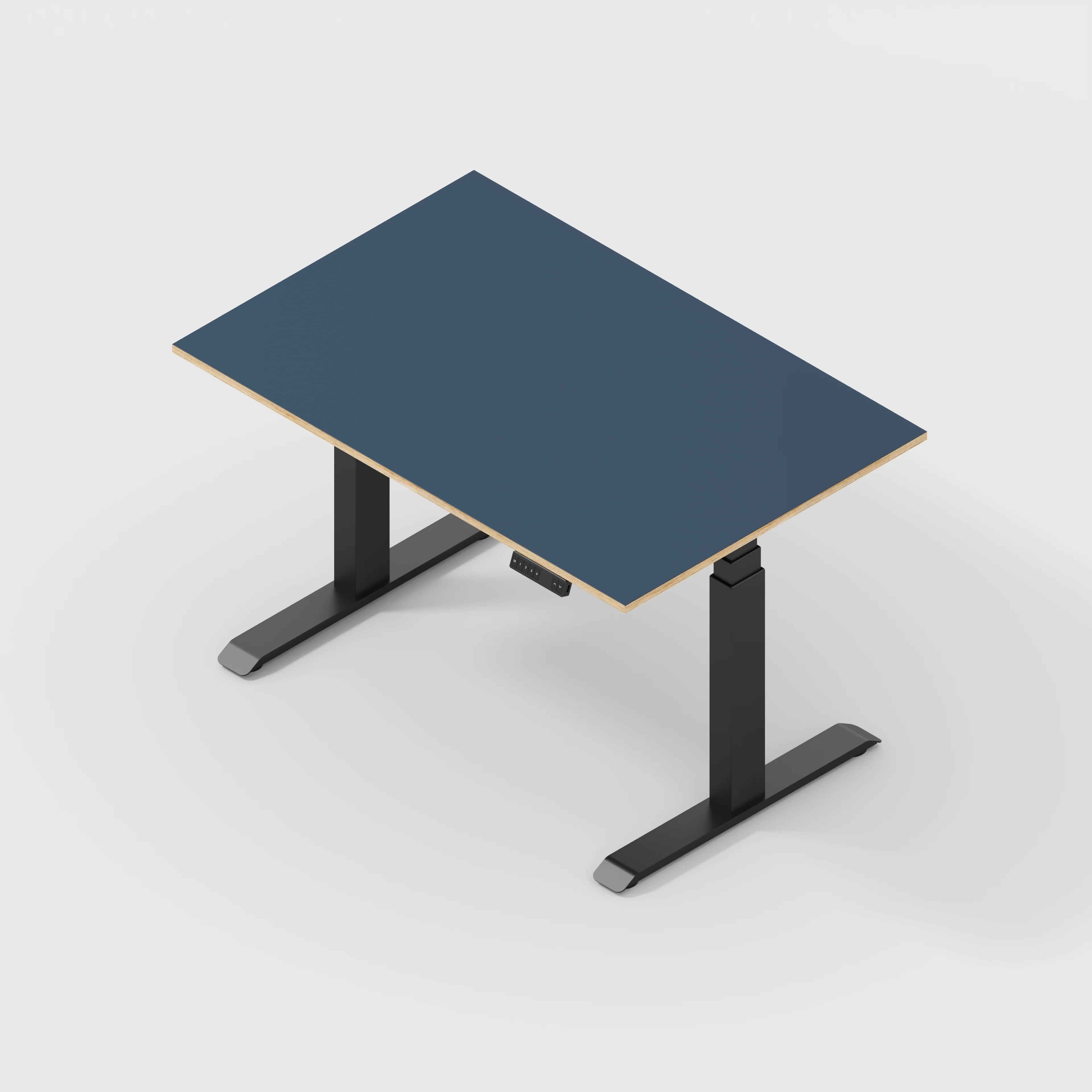 Plywood Sit Stand Desk with Black Frame - Formica Night Sea Blue - 1200(w) x 800(d) - Image 5