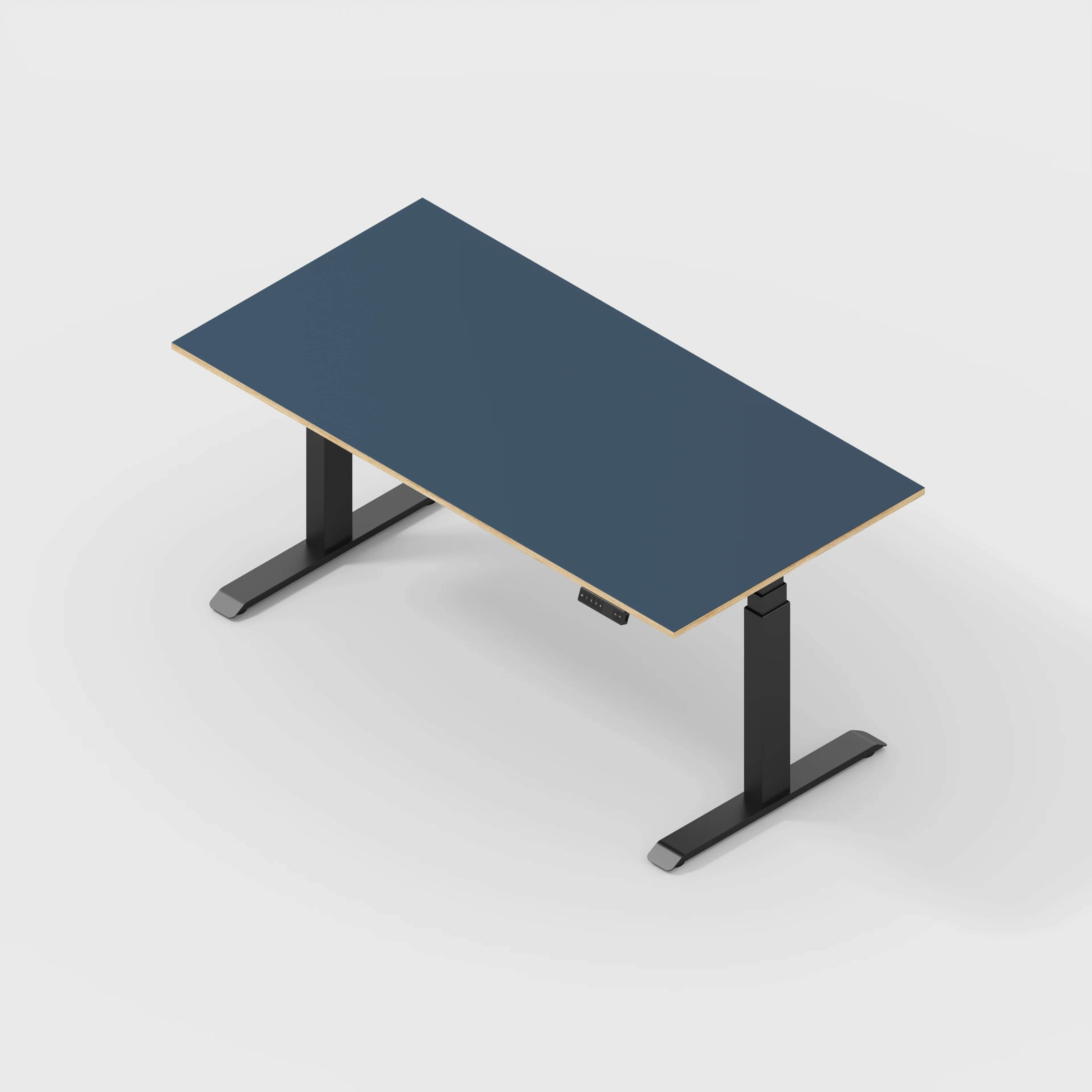Plywood Sit Stand Desk with Black Frame - Formica Night Sea Blue - 1600(w) x 800(d) - Image 5