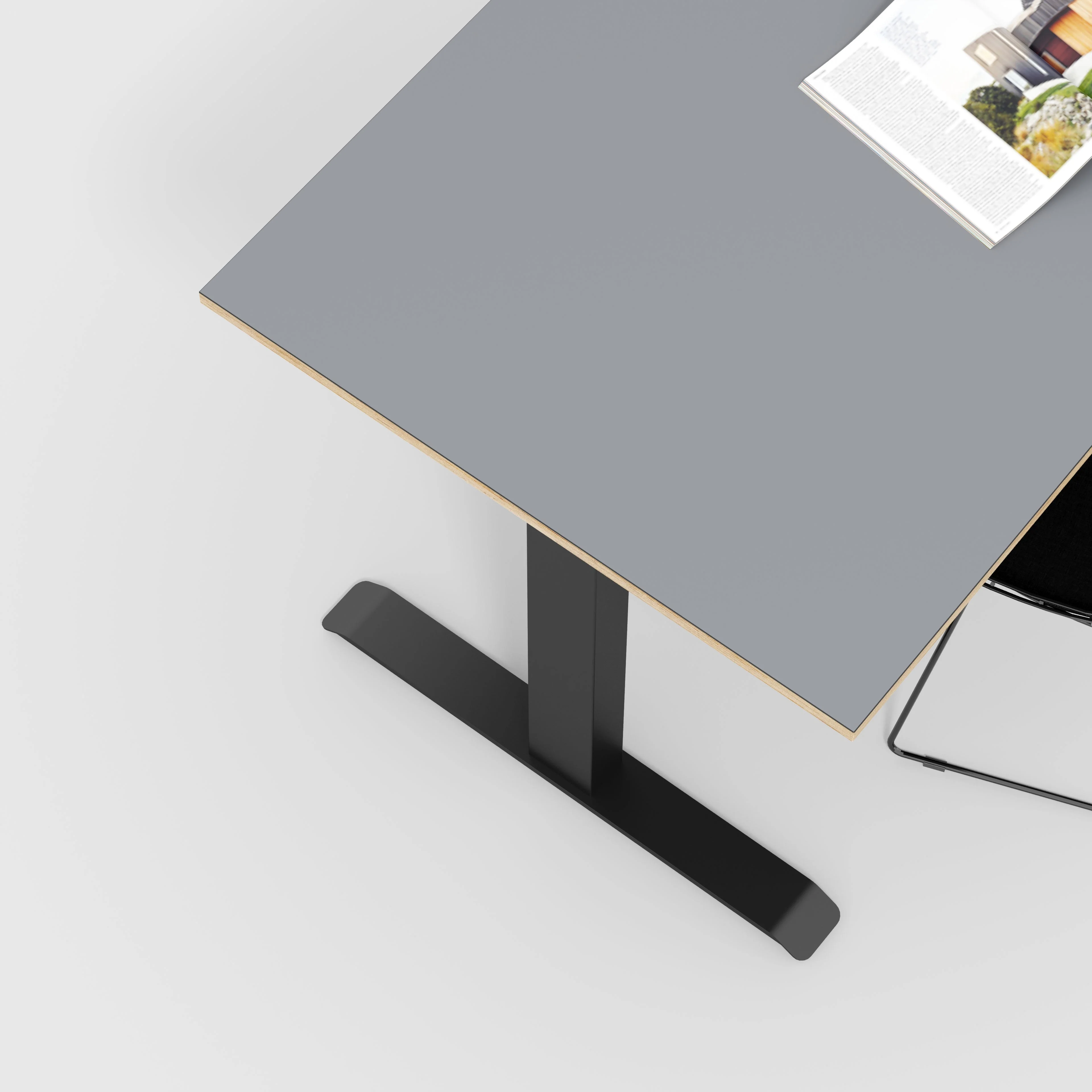 Plywood Sit Stand Desk with Black Frame - Formica Tornado Grey - 1600(w) x 800(d) - Image 3