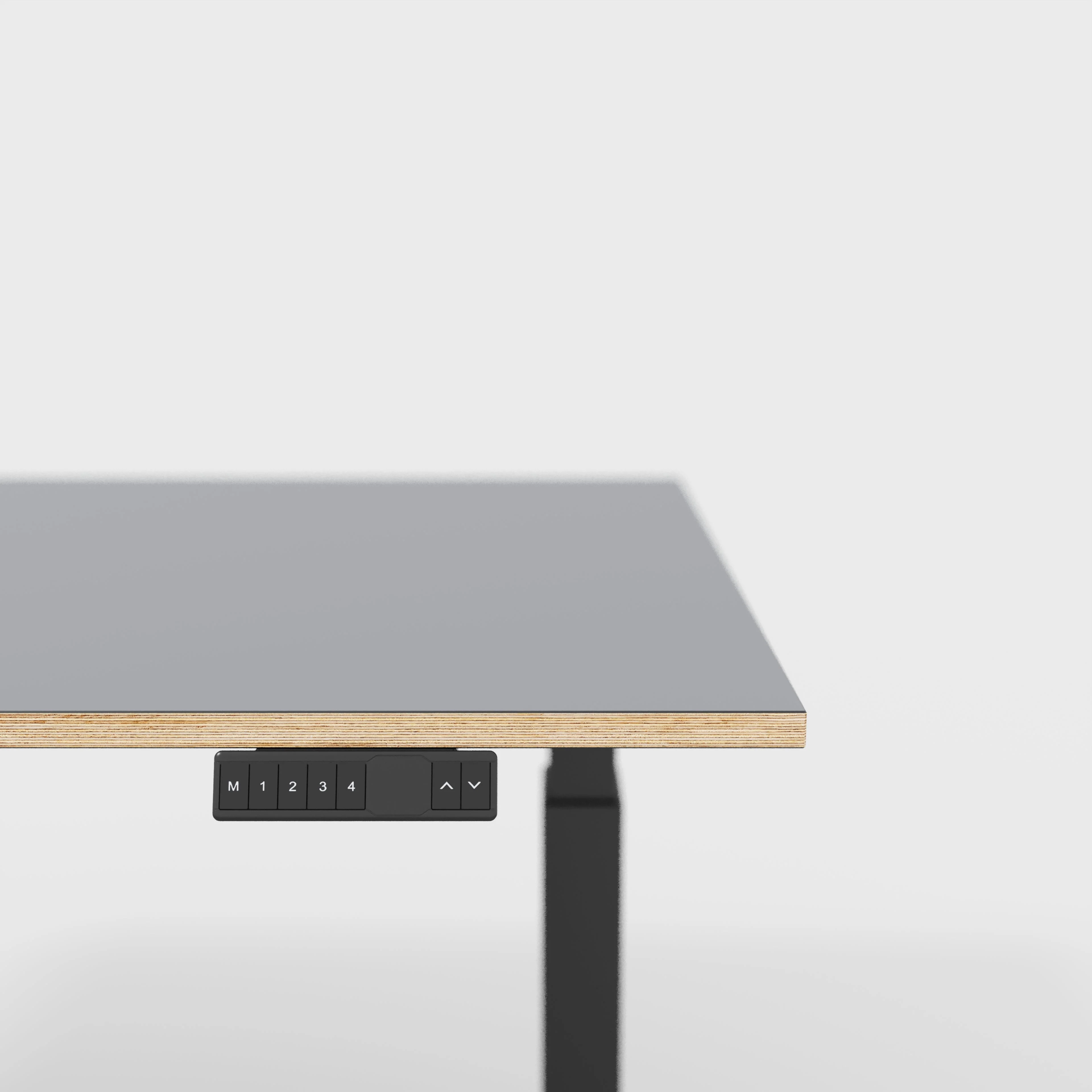 Plywood Sit Stand Desk with Black Frame - Formica Tornado Grey - 1600(w) x 800(d) - Image 4