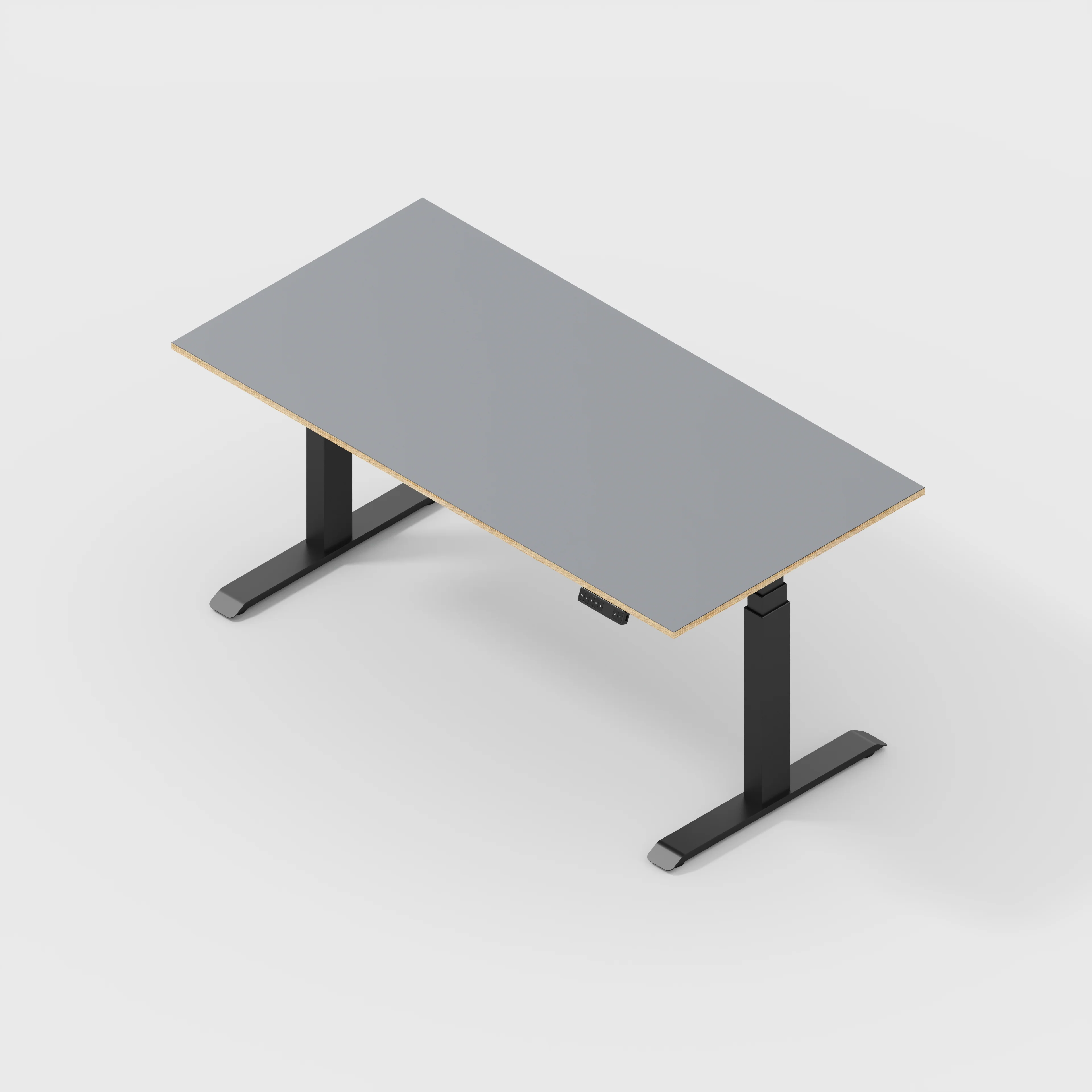 Plywood Sit Stand Desk with Black Frame - Formica Tornado Grey - 1600(w) x 800(d) - Image 5