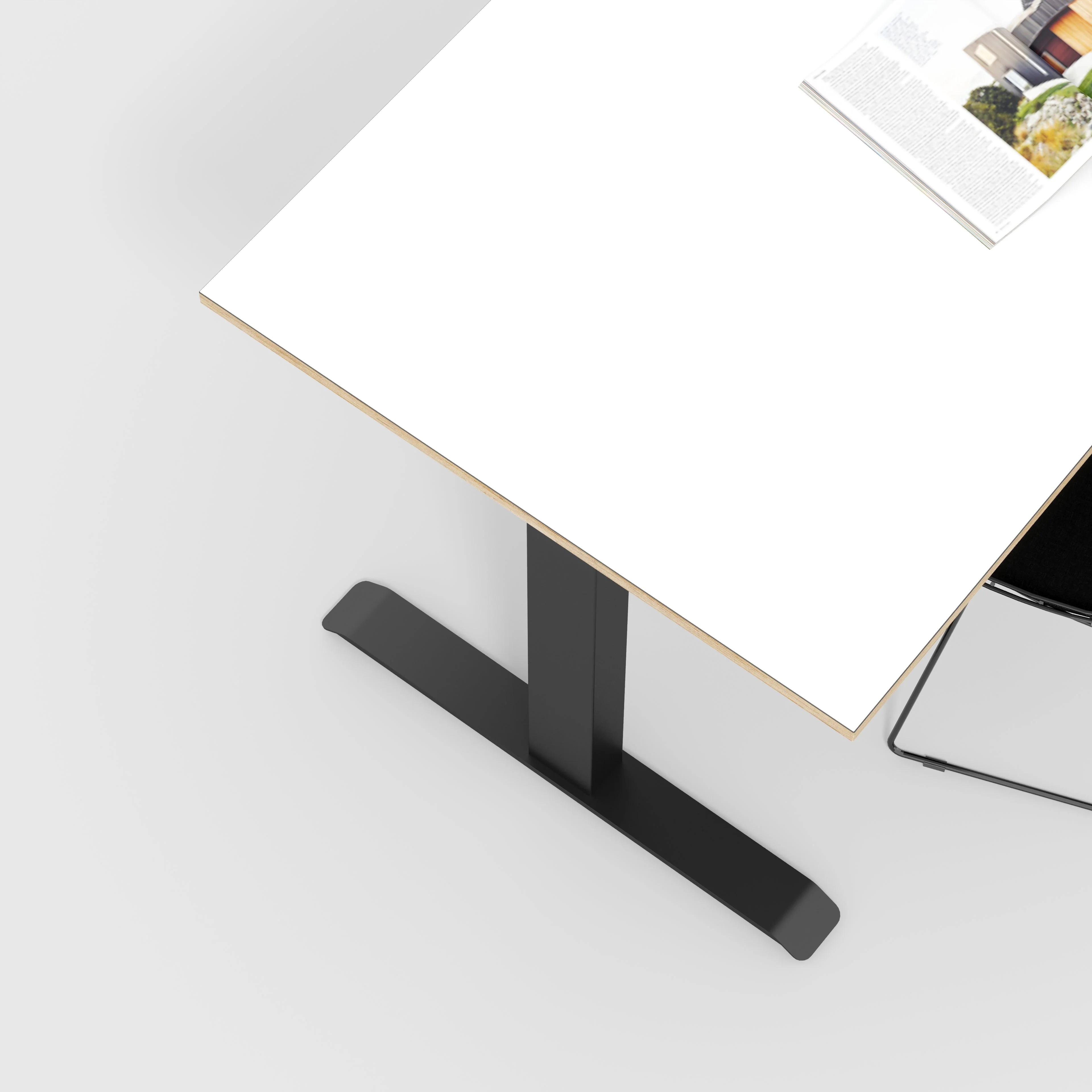 Plywood Sit Stand Desk with Black Frame - Formica White - 1200(w) x 800(d) - Image 3